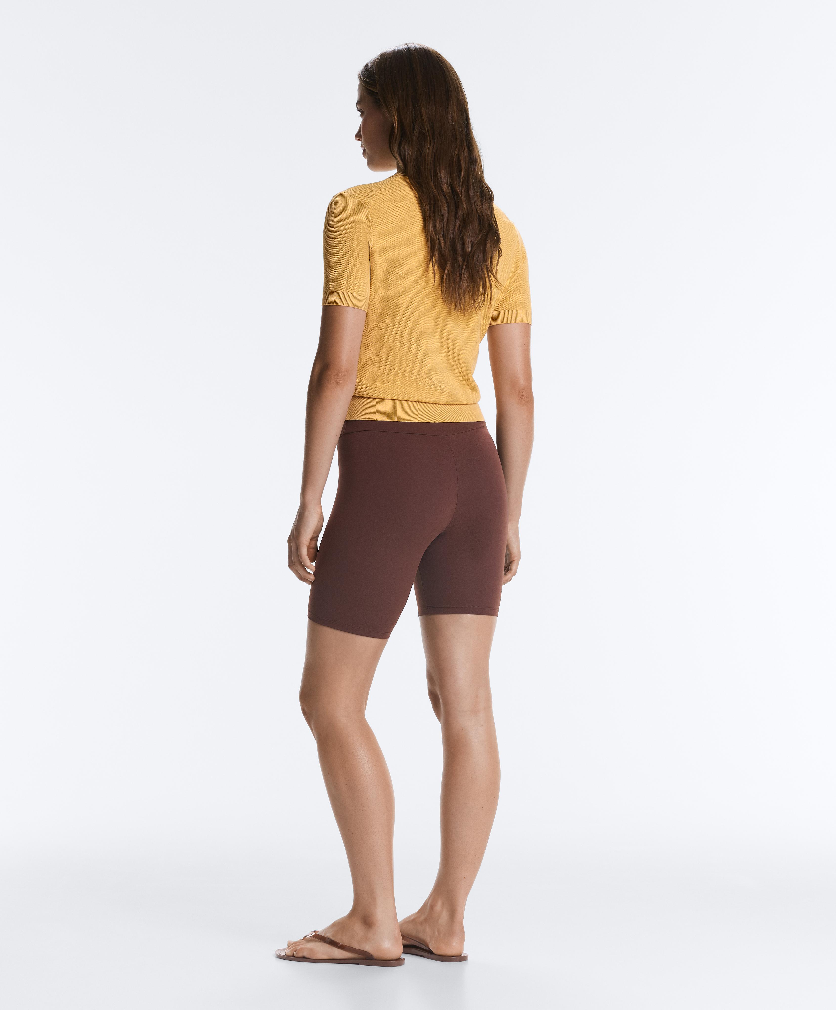 Short-sleeved button knit polo shirt — OCHRE