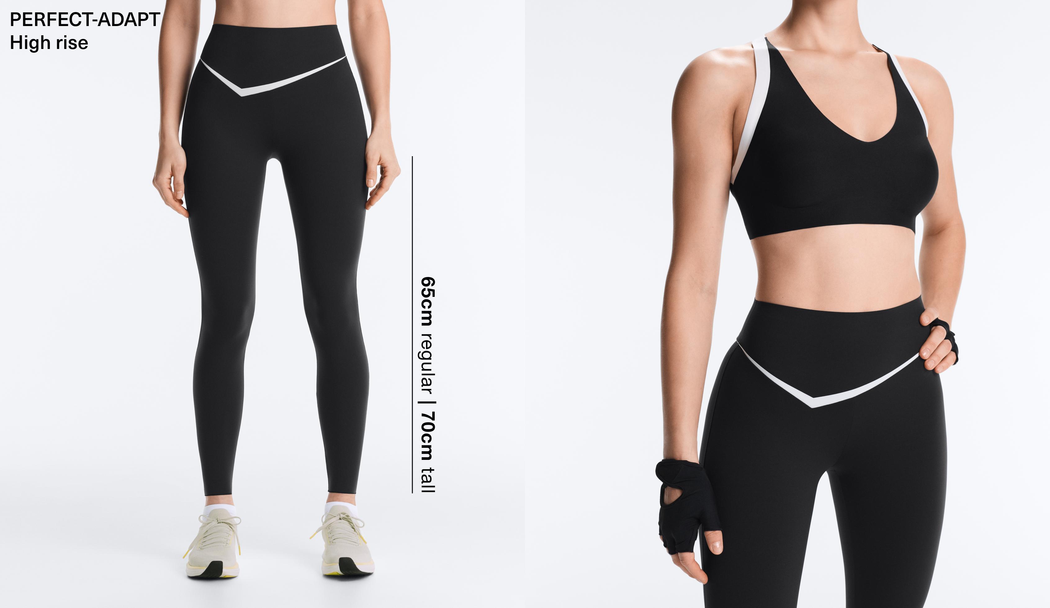 Perfect-adapt high rise ankle-length leggings with contrast detail — BLACK