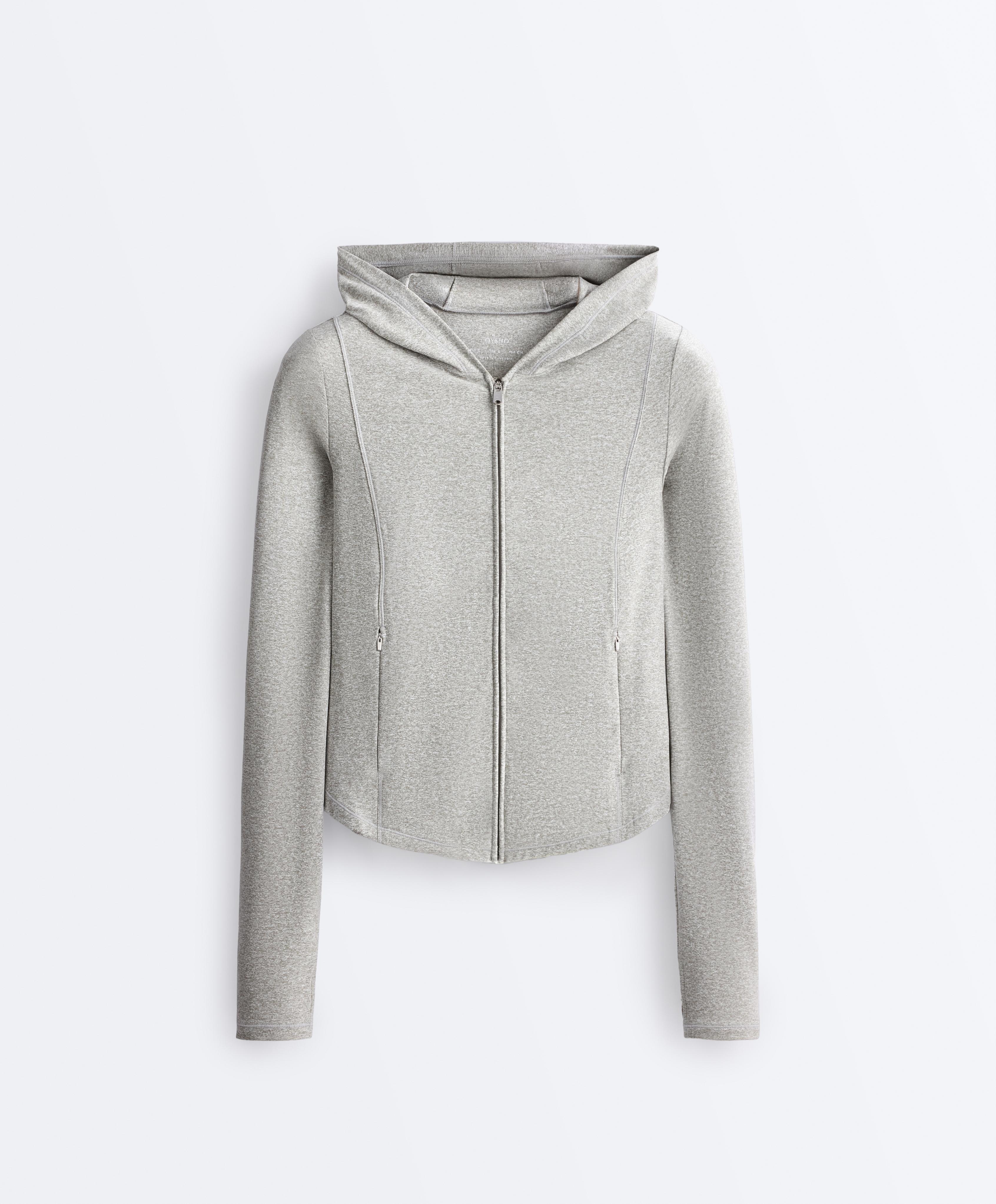 Technical marl hooded jacket