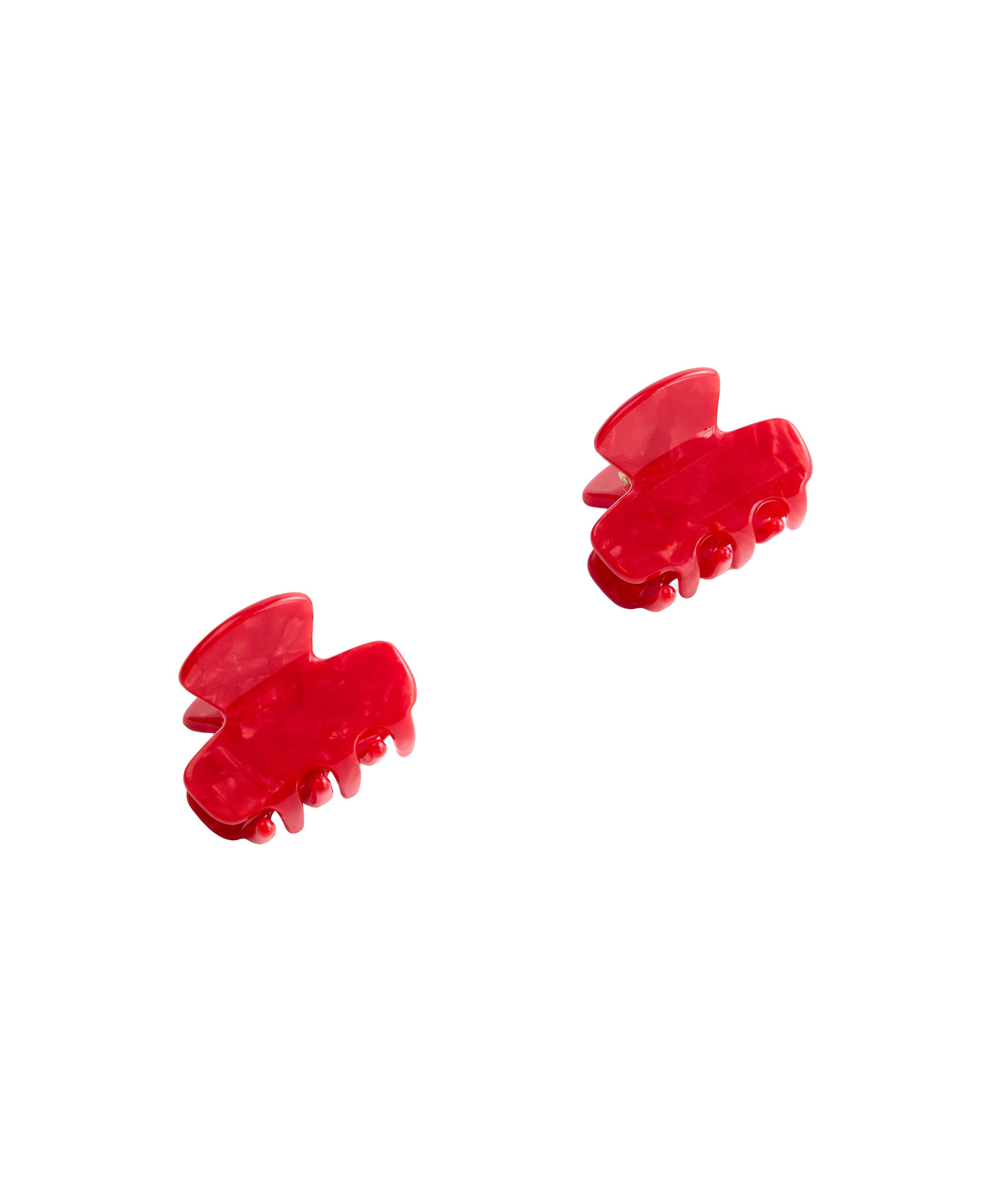 2 mini hair clips — RED