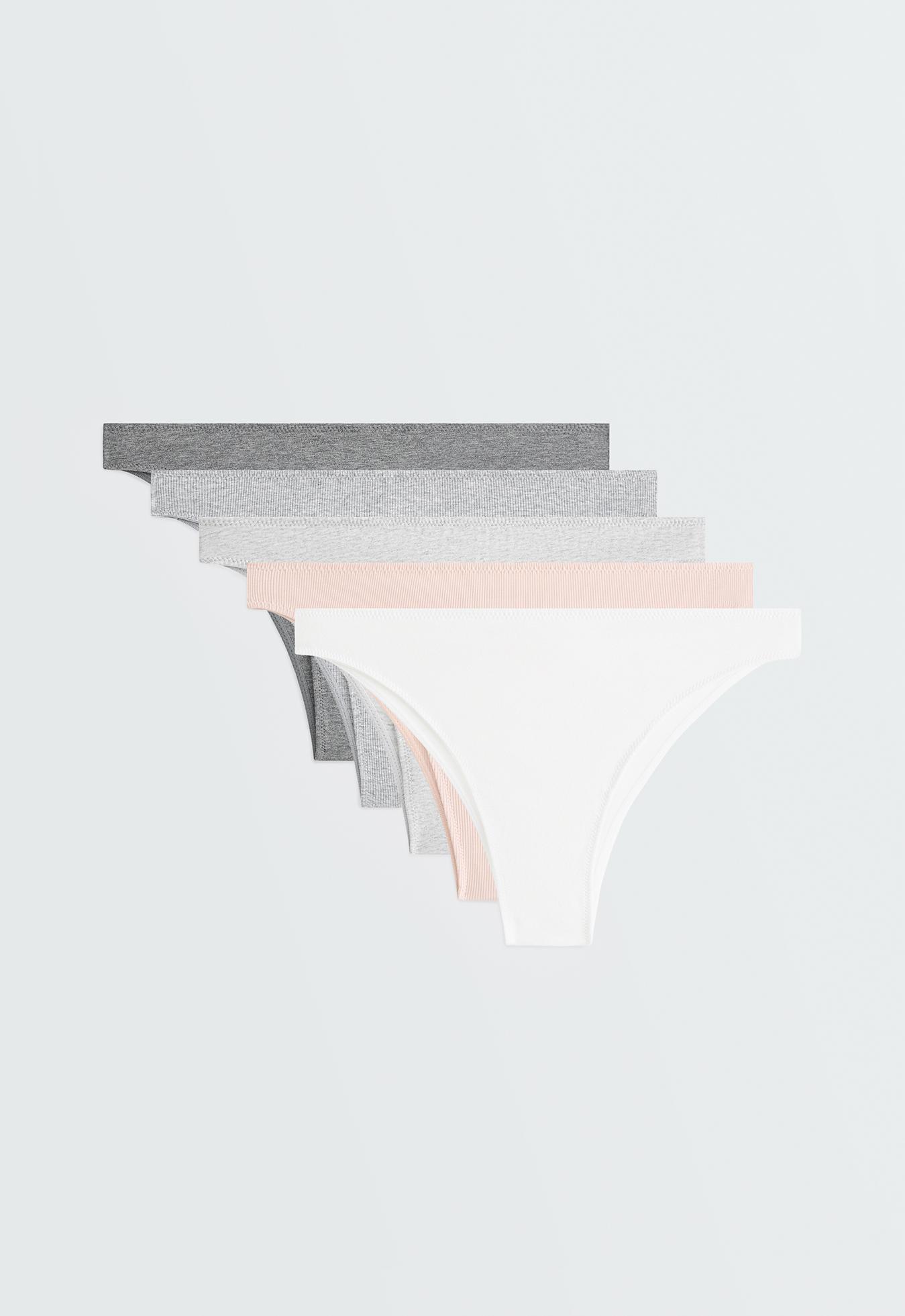 5 rib cotton blend Brazilian briefs — GREY MELANGE