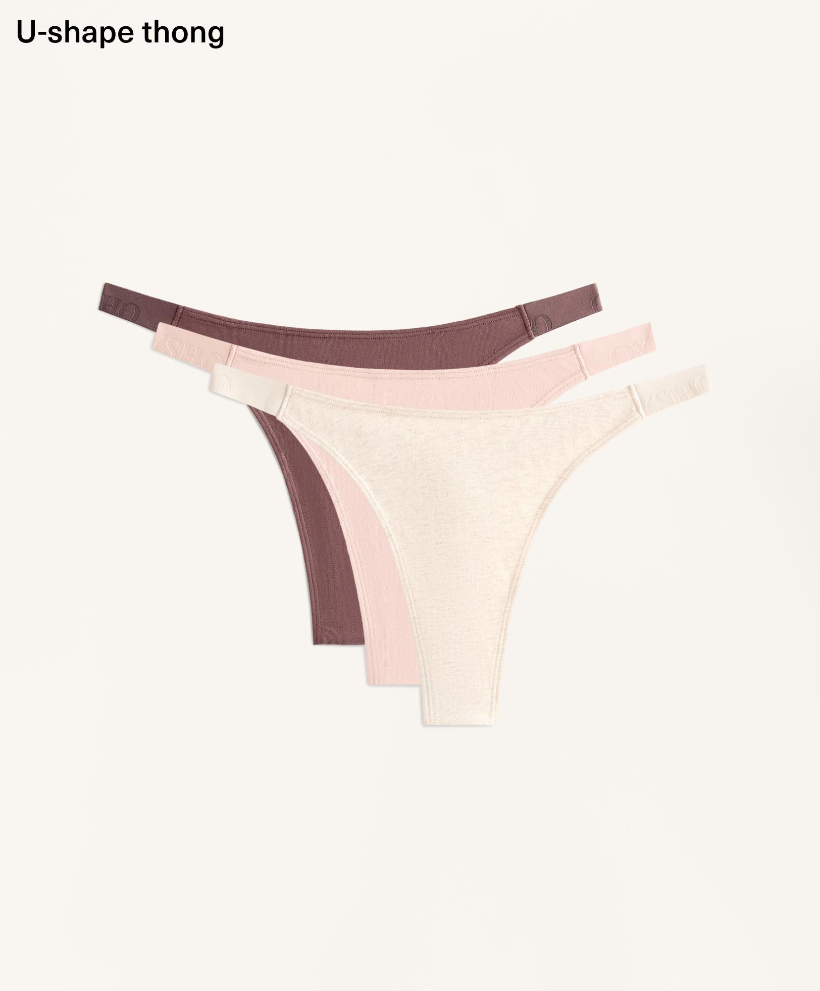 3 cotton blend thongs with logo