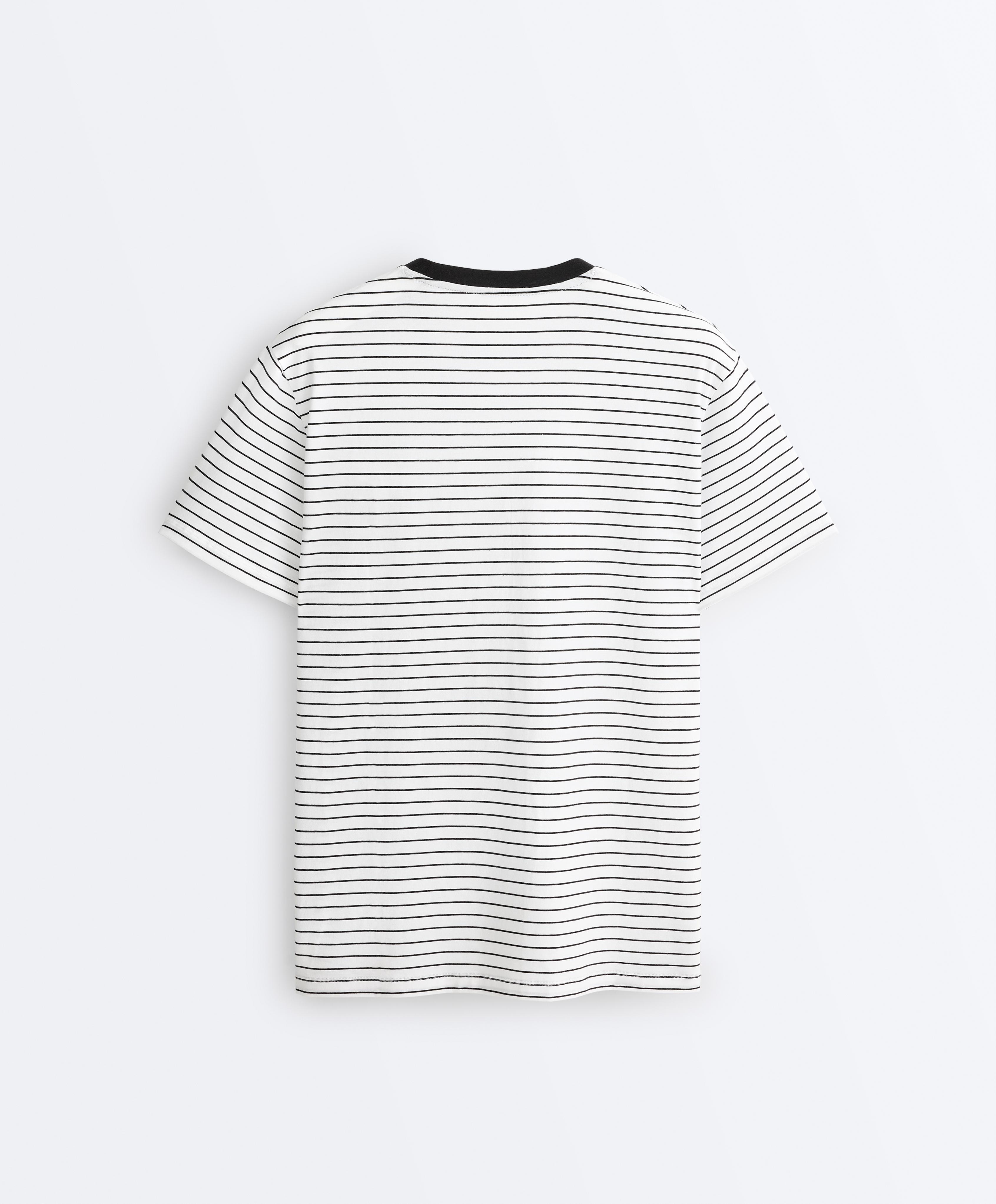 Oversize short-sleeved cotton blend T-shirt with contrast stripes — WHITE