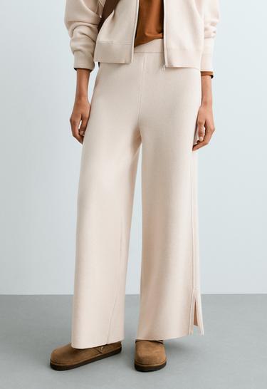 Contrast piping straight-leg trousers — ECRU 2