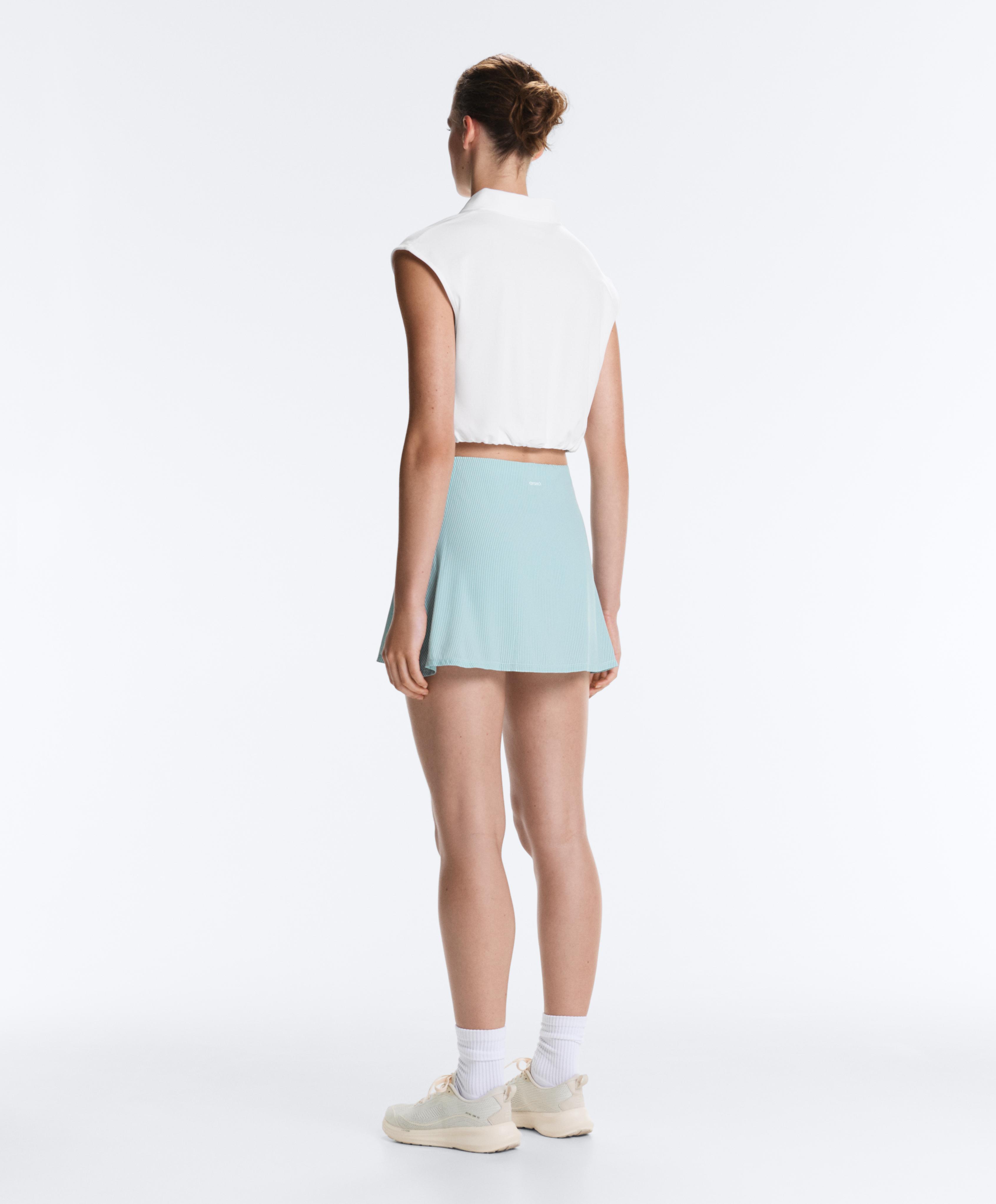 High-waisted striped gathered skirt — PALE ECRU