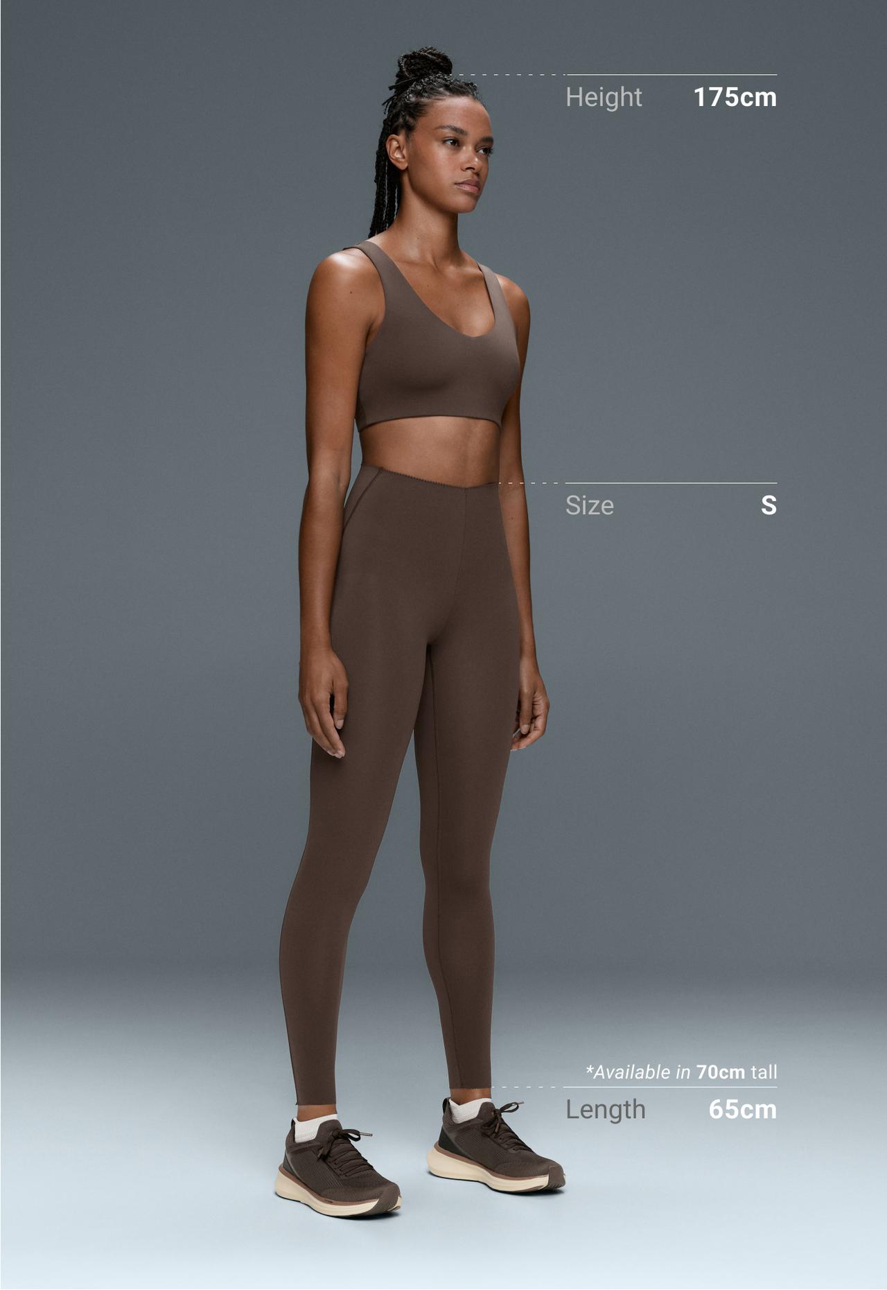 Ankle-length high rise Compressive core control leggings — BROWN