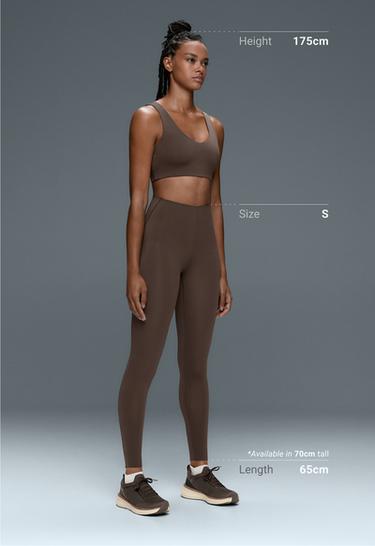 Ankle-length high rise Compressive core control leggings — BROWN 5