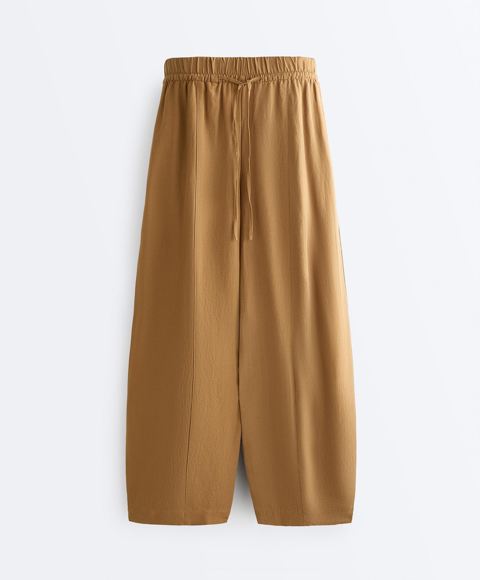 Balloon trousers lyocell blend and 24% linen with seams — COPPER