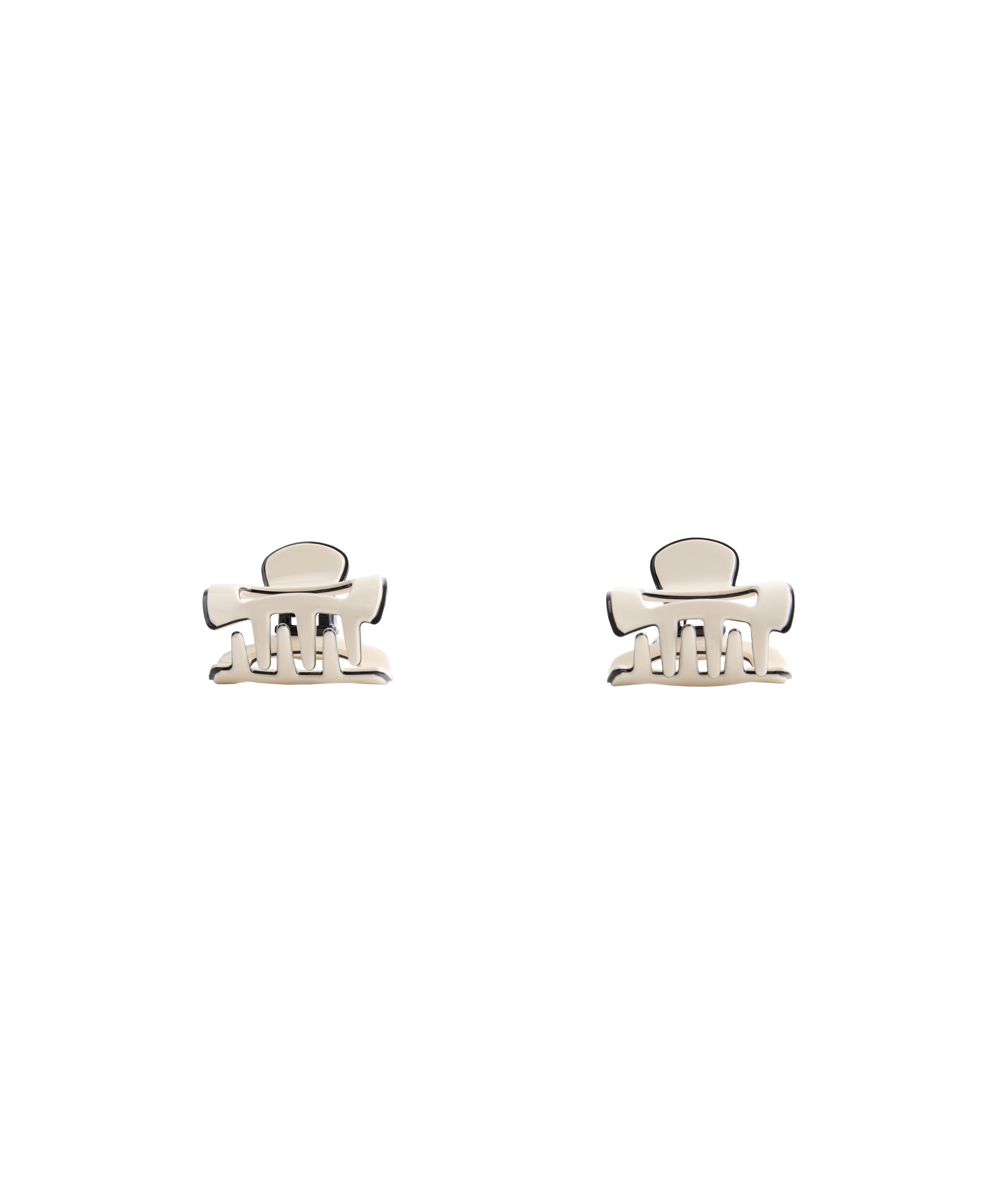 2 mini piping hair clips — CREAM