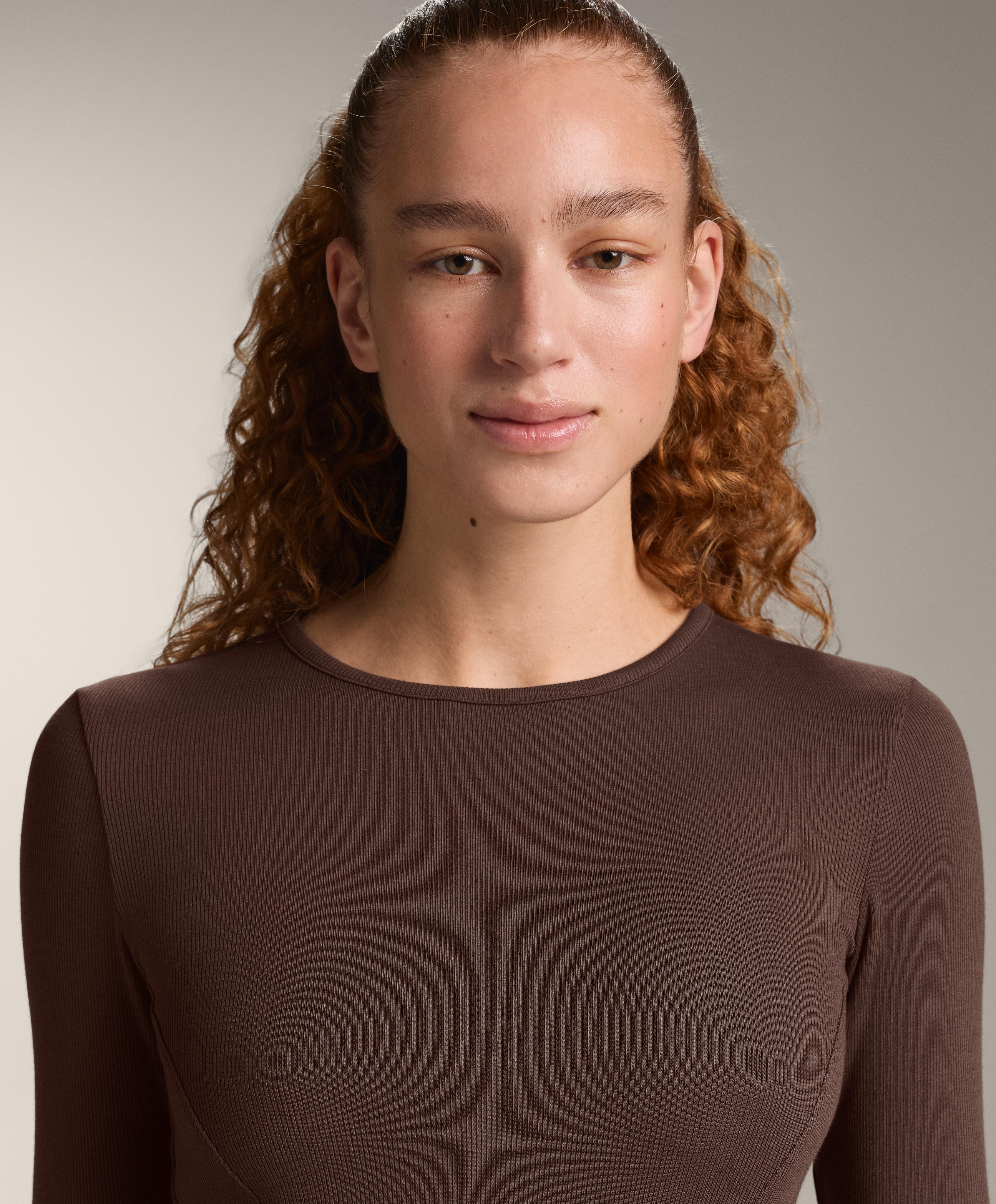 Geripptes Langarm-Shirt mit Baumwolle und Modal