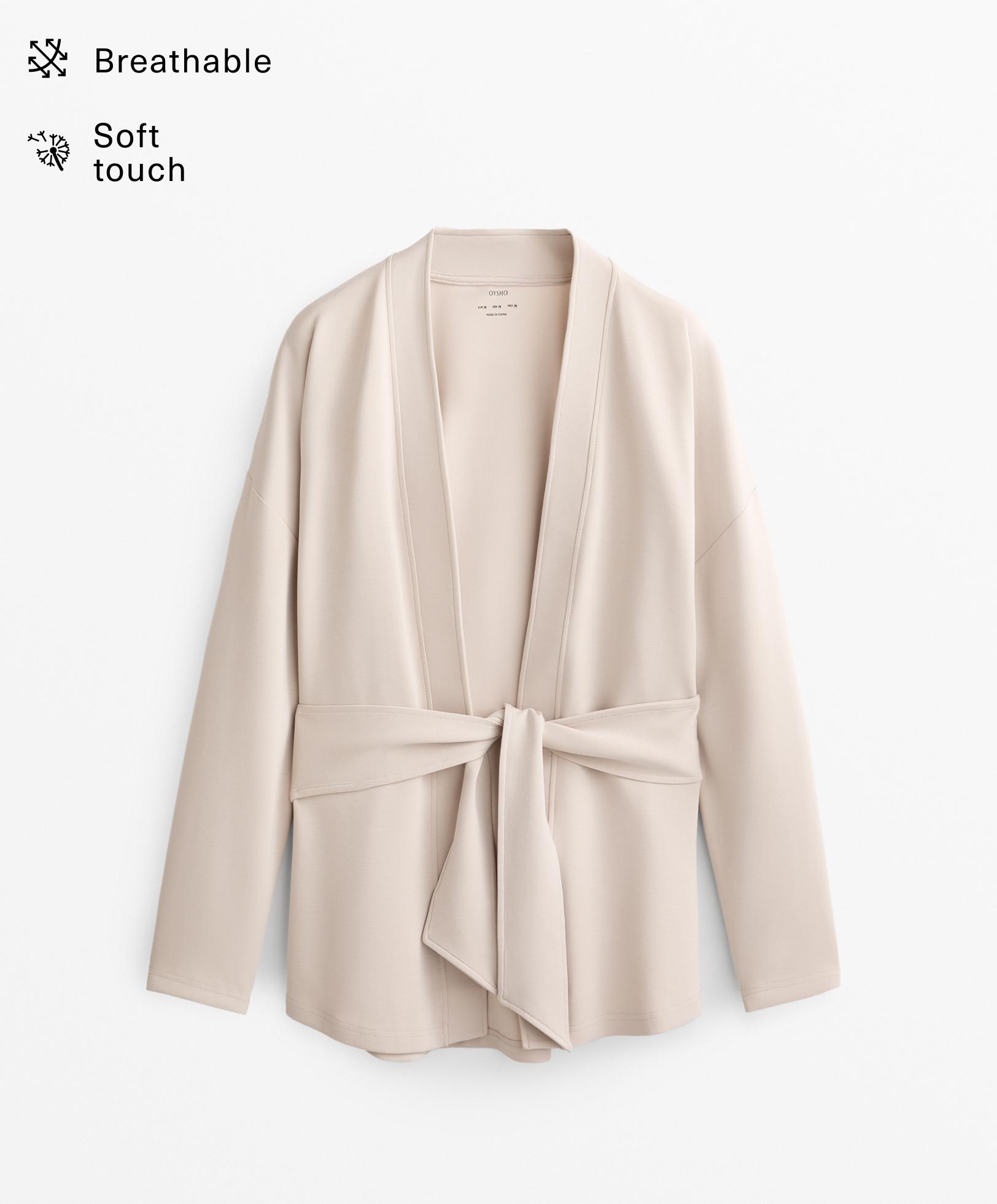 Modal içeren Soft Touch kimono uzun ceket