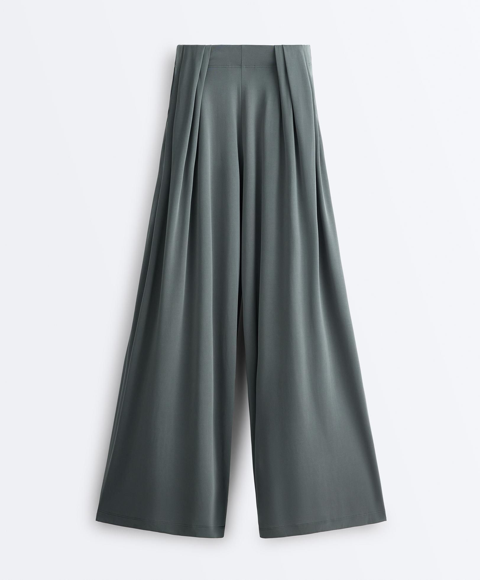 Floaty trousers with pleated modal blend waist — STEEL GREY
