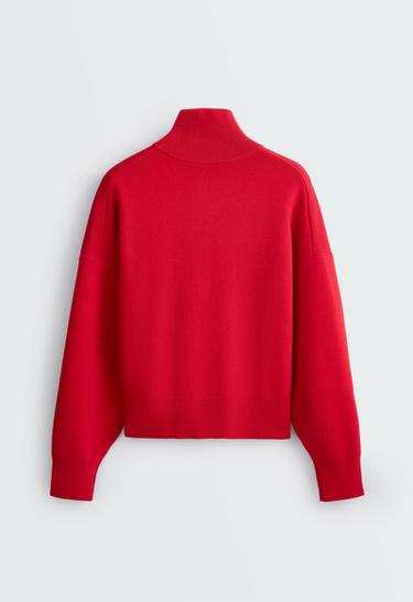 Cotton-blend half-zip knit jumper — STRAWBERRY 8