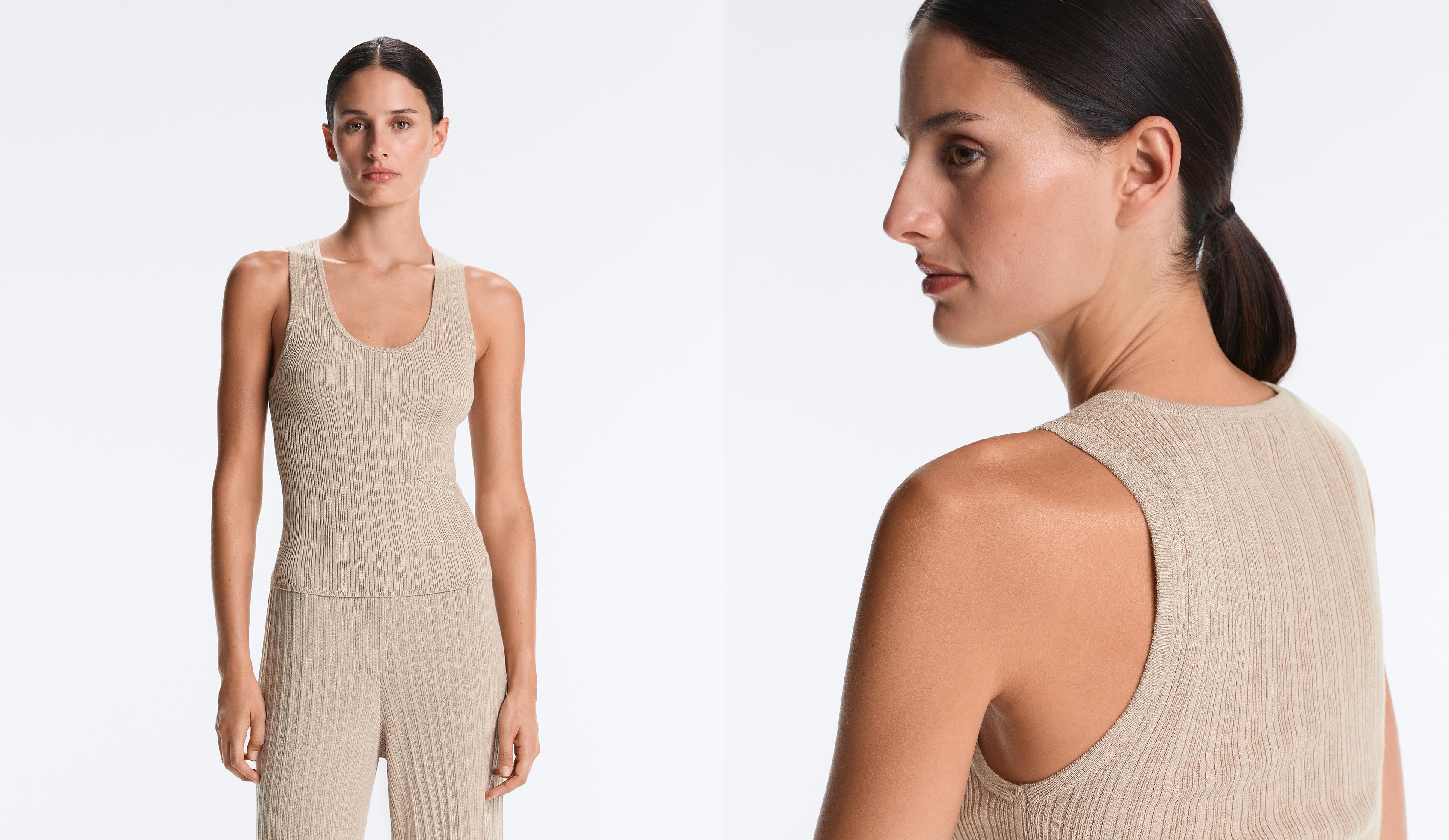 Fitted ribbed knit top — SANDY