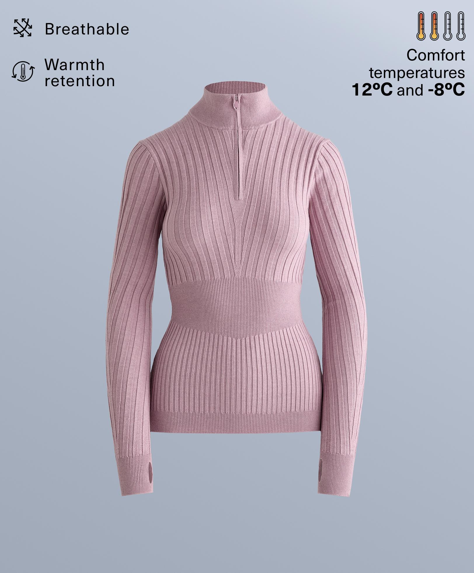 Thermisch basislaag ribgebreid shirt met V-hals Thermisch basislaag ribgebreid shirt met V-hals