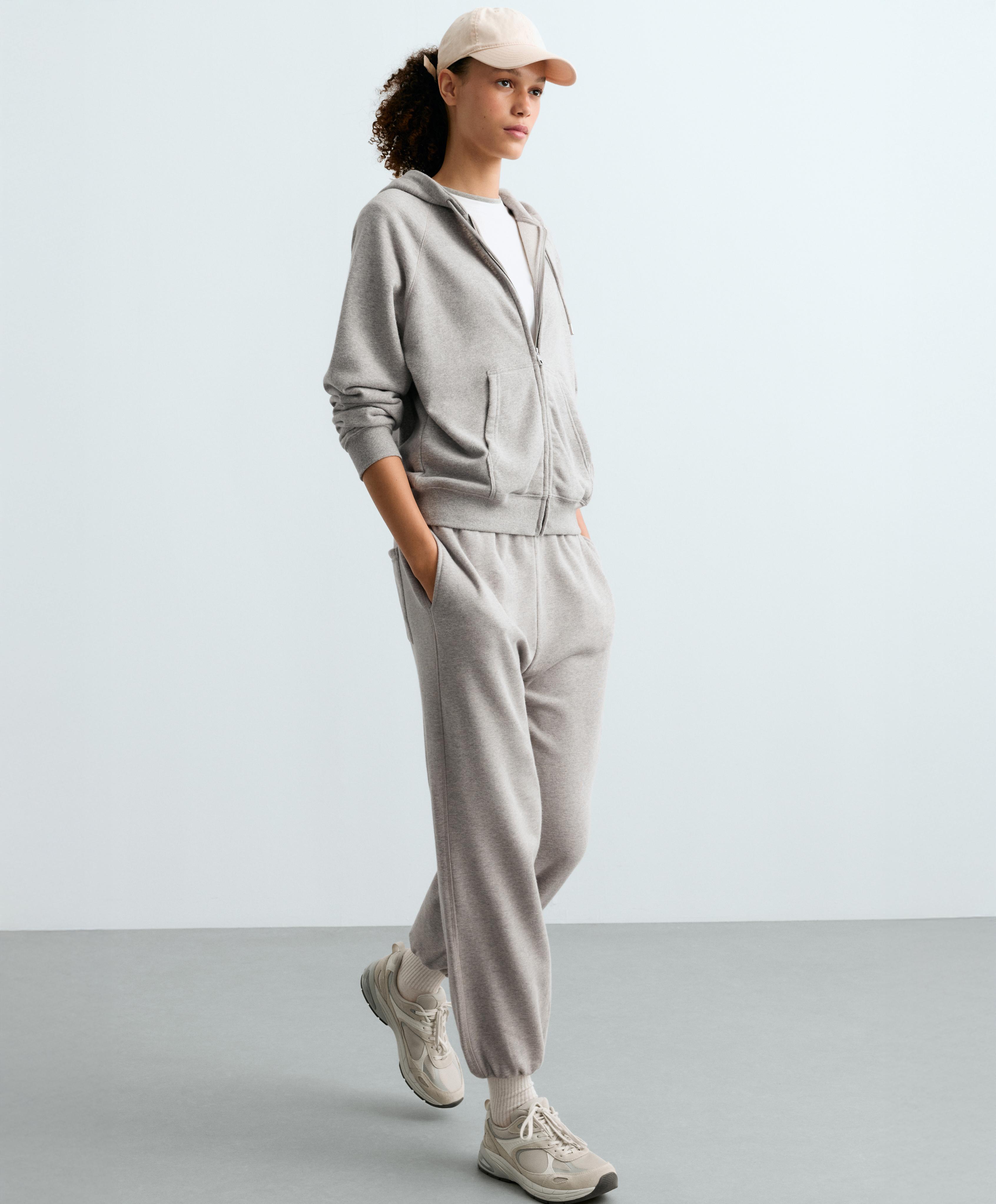 Marl fleece joggers — MID-GREY MELANGE