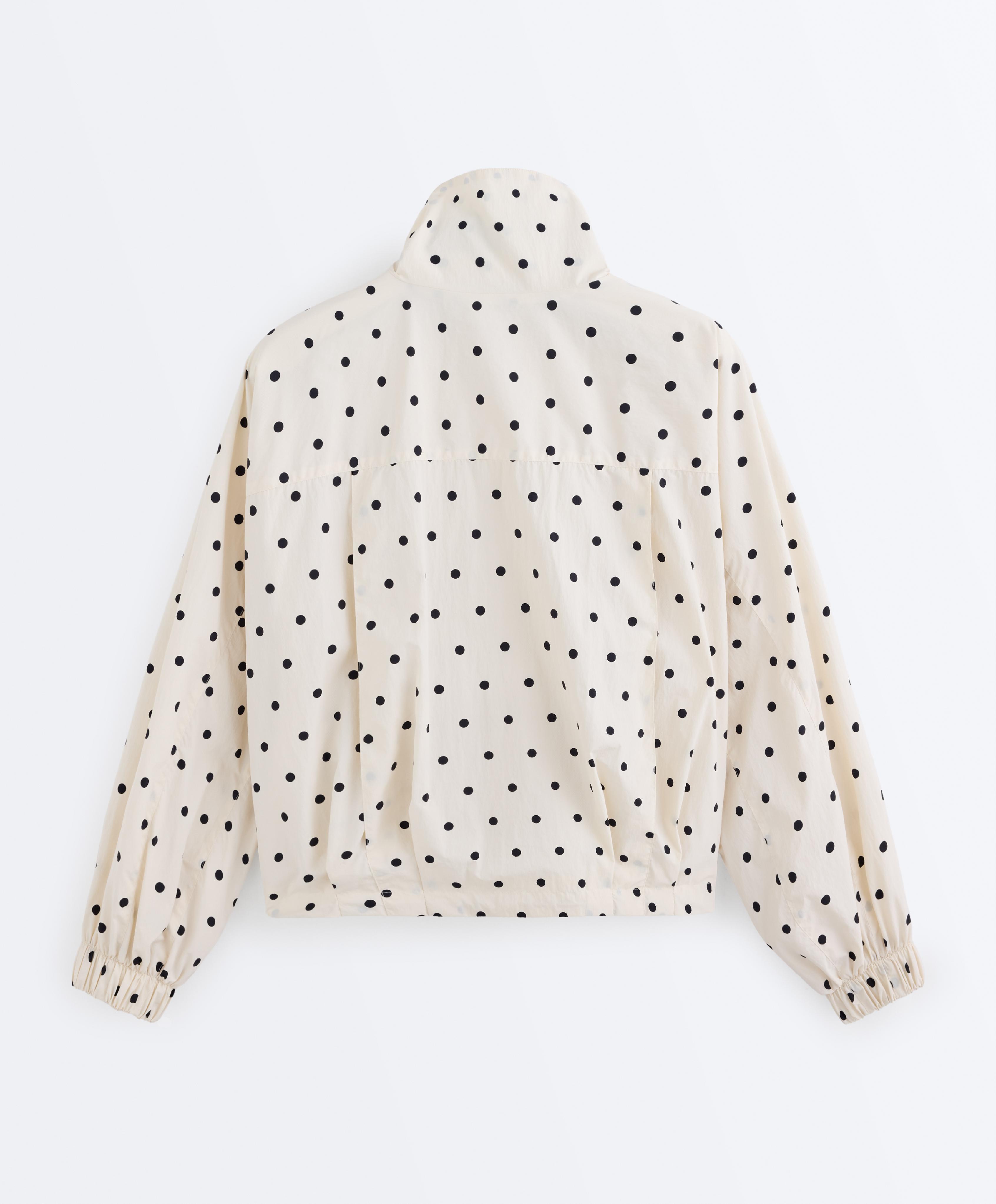 Polka dot water-repellent jacket — PALE ECRU