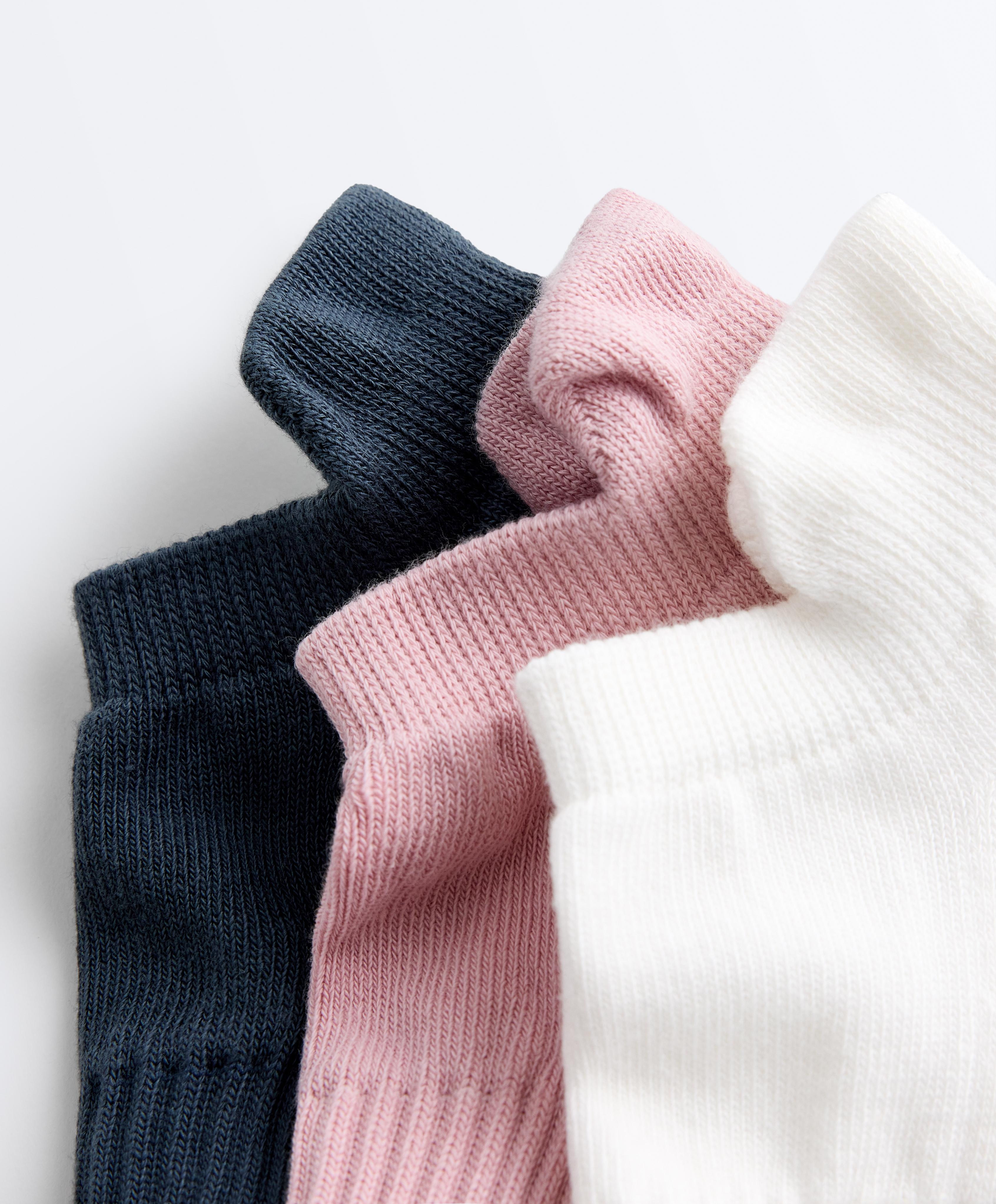 3 pairs of tab cotton blend sneaker socks — PALE PINK