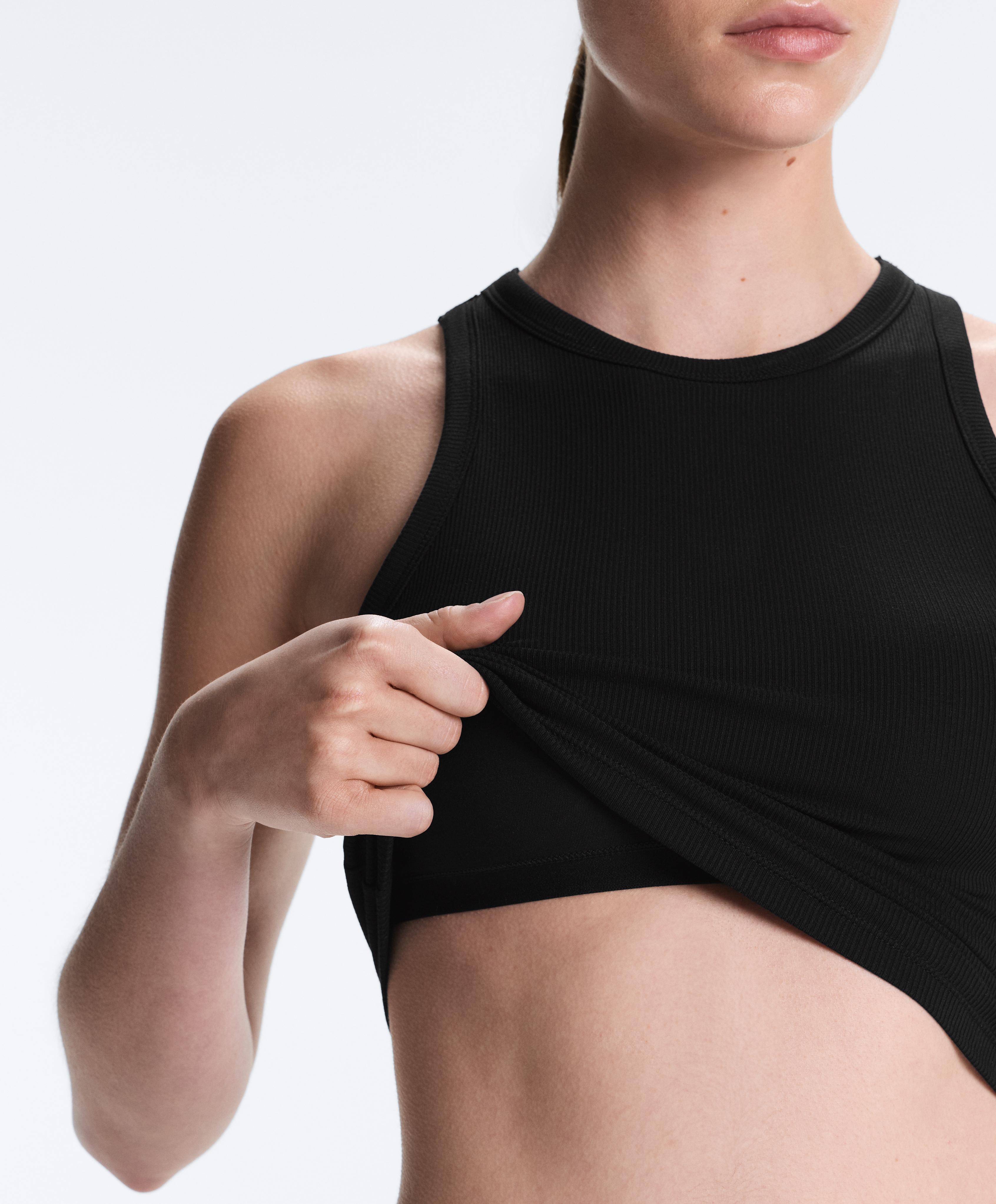 Rib modal blend long tank top — BLACK