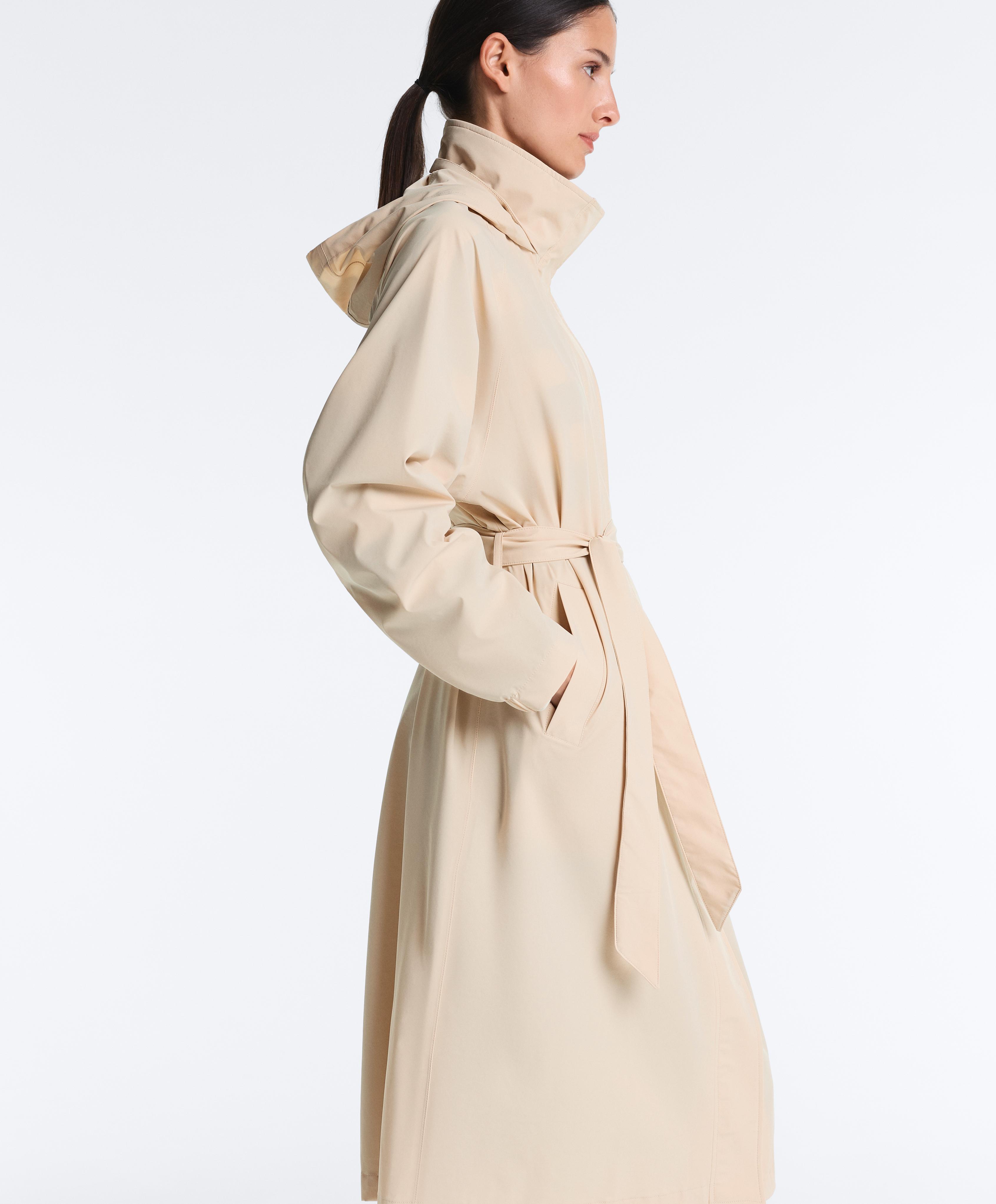Long extra lightweight 10k waterproof jacket — PALE BEIGE