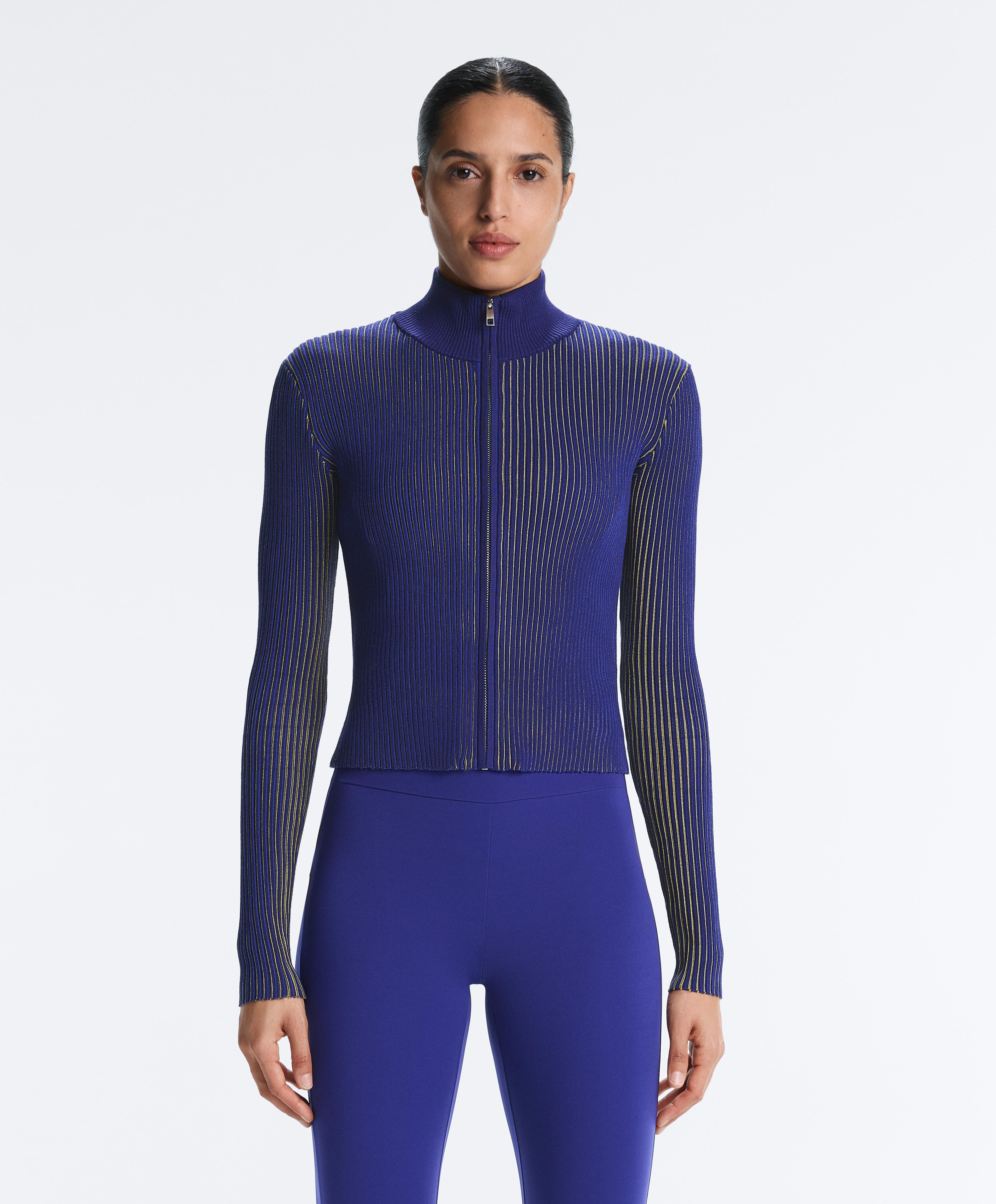 Fitted rib-knit jacket — COBALT