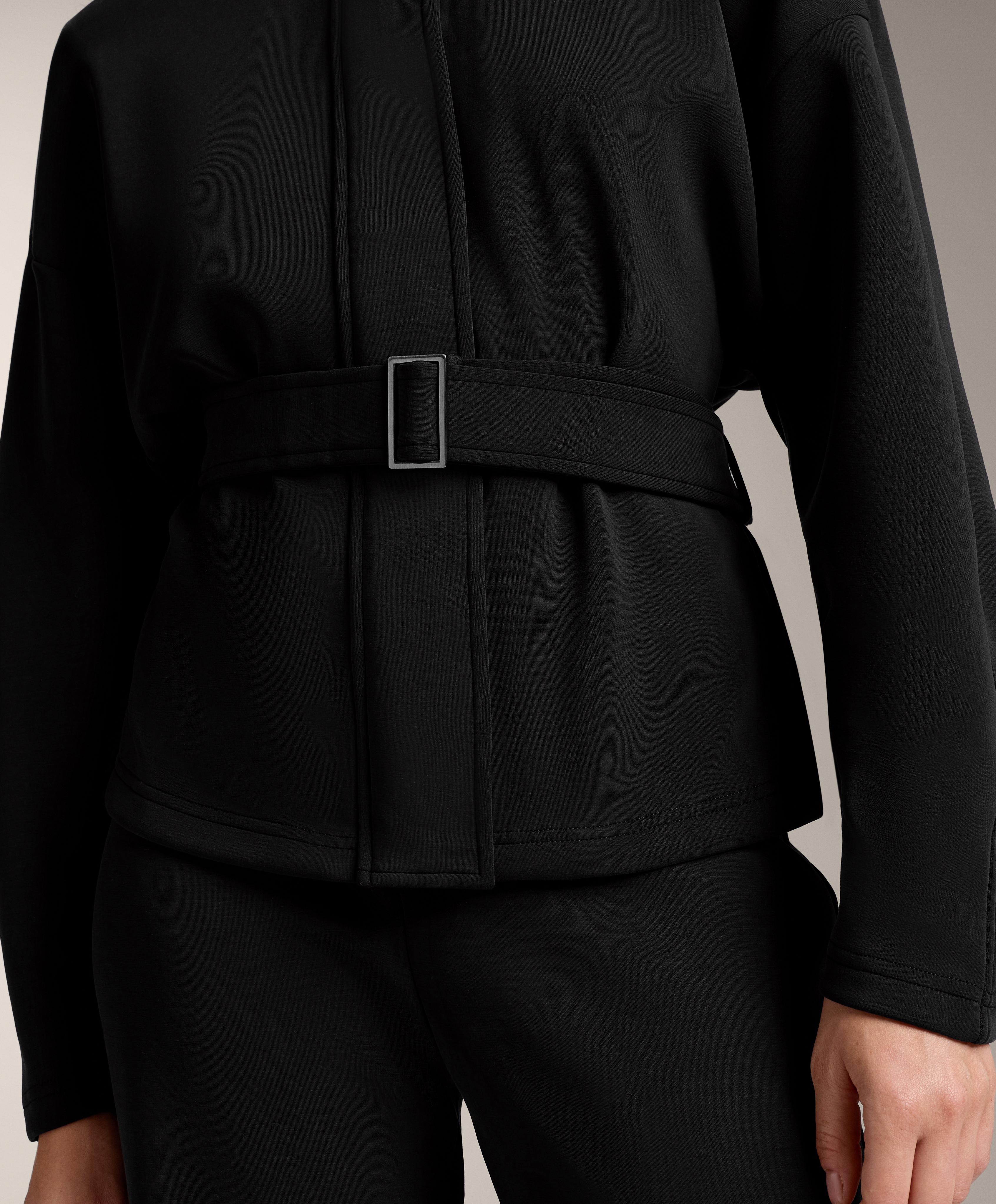Belted jacket with brushed modal — BLACK