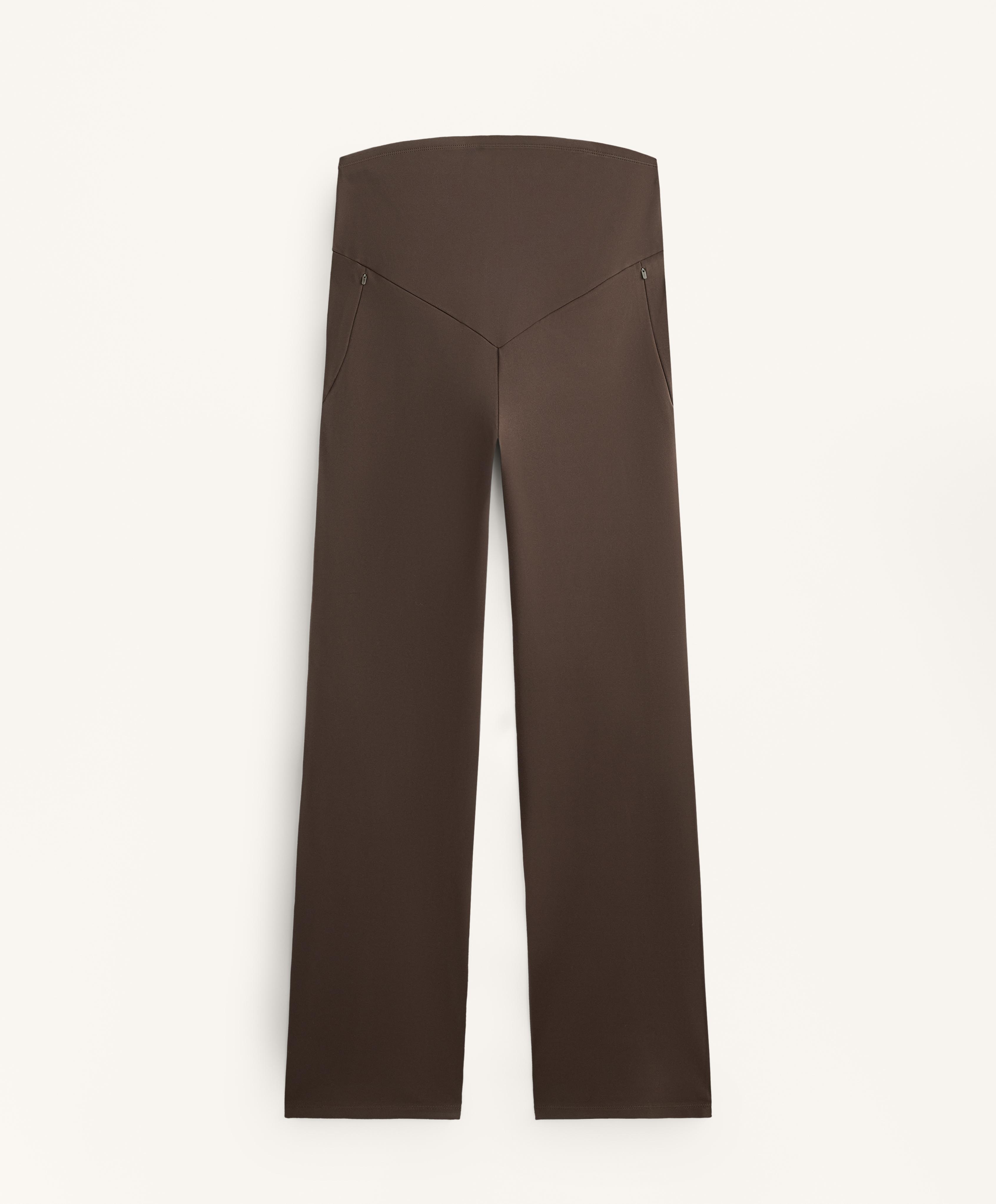 Warm flare maternity trousers — DARK REDDISH‑BROWN