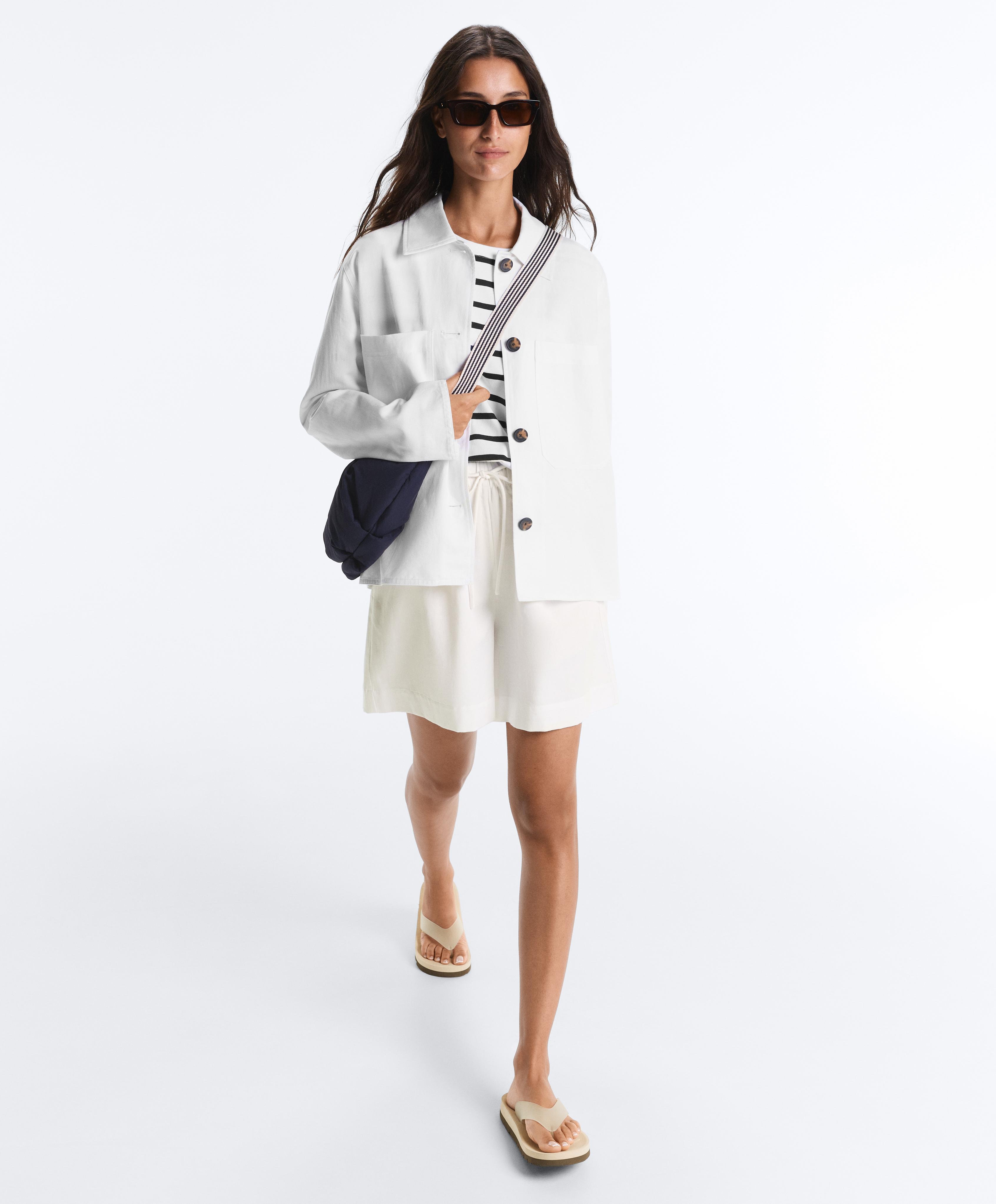 Cotton blend shorts — WHITE