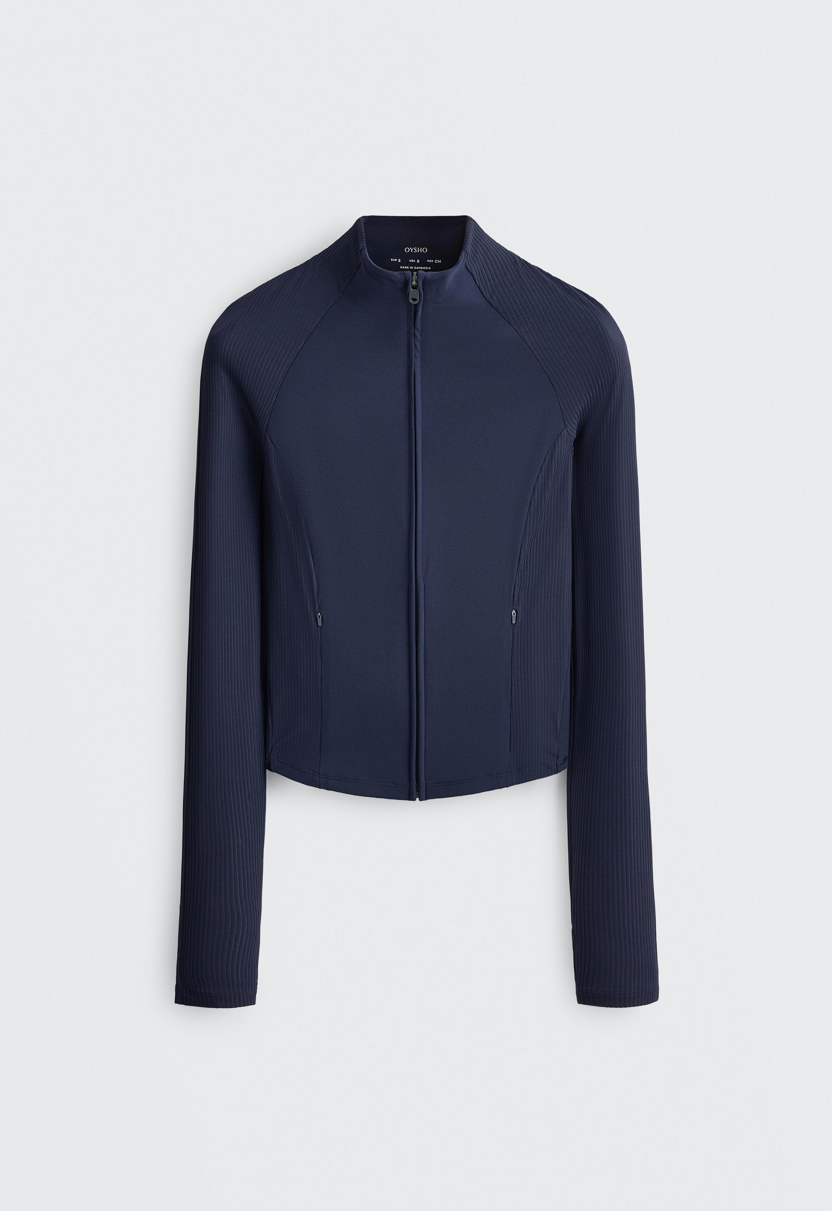 Light warm rib technical jacket — NAVY BLUE