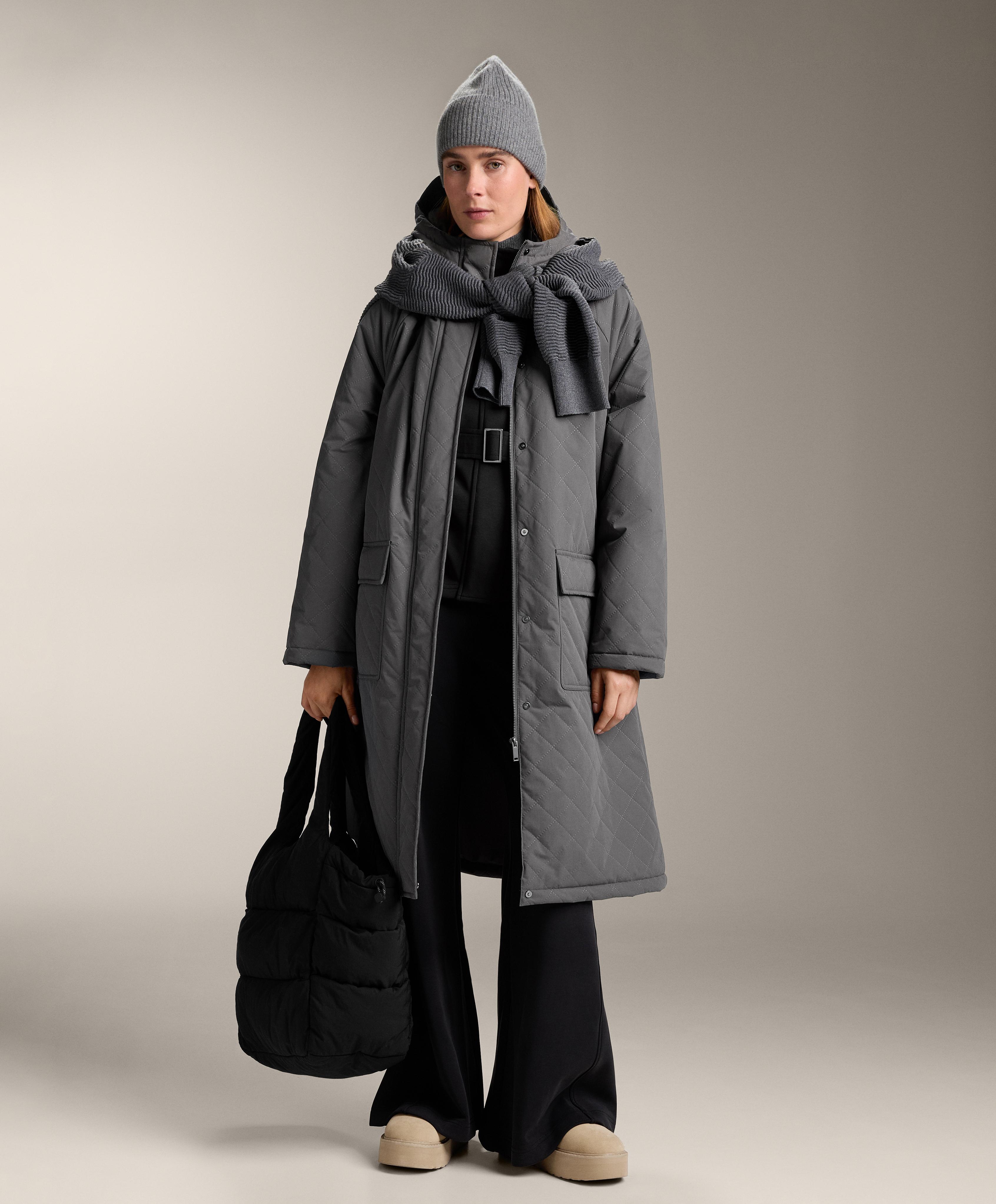 Belted jacket with brushed modal — BLACK