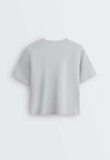 Boxy cotton blend slogan T-shirt — GREY 6