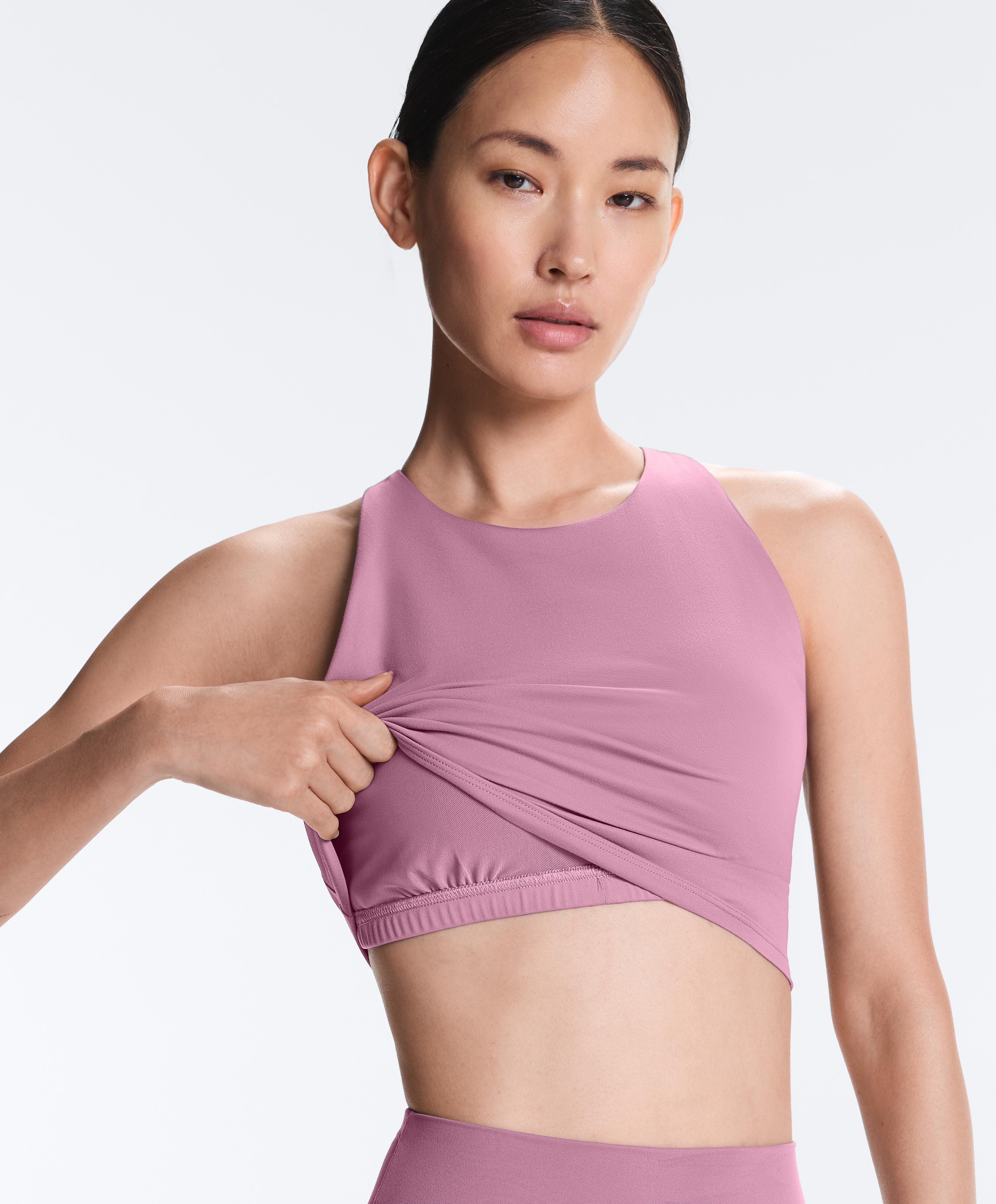 Comfortlux strappy tank top with cups — MAUVE PINK