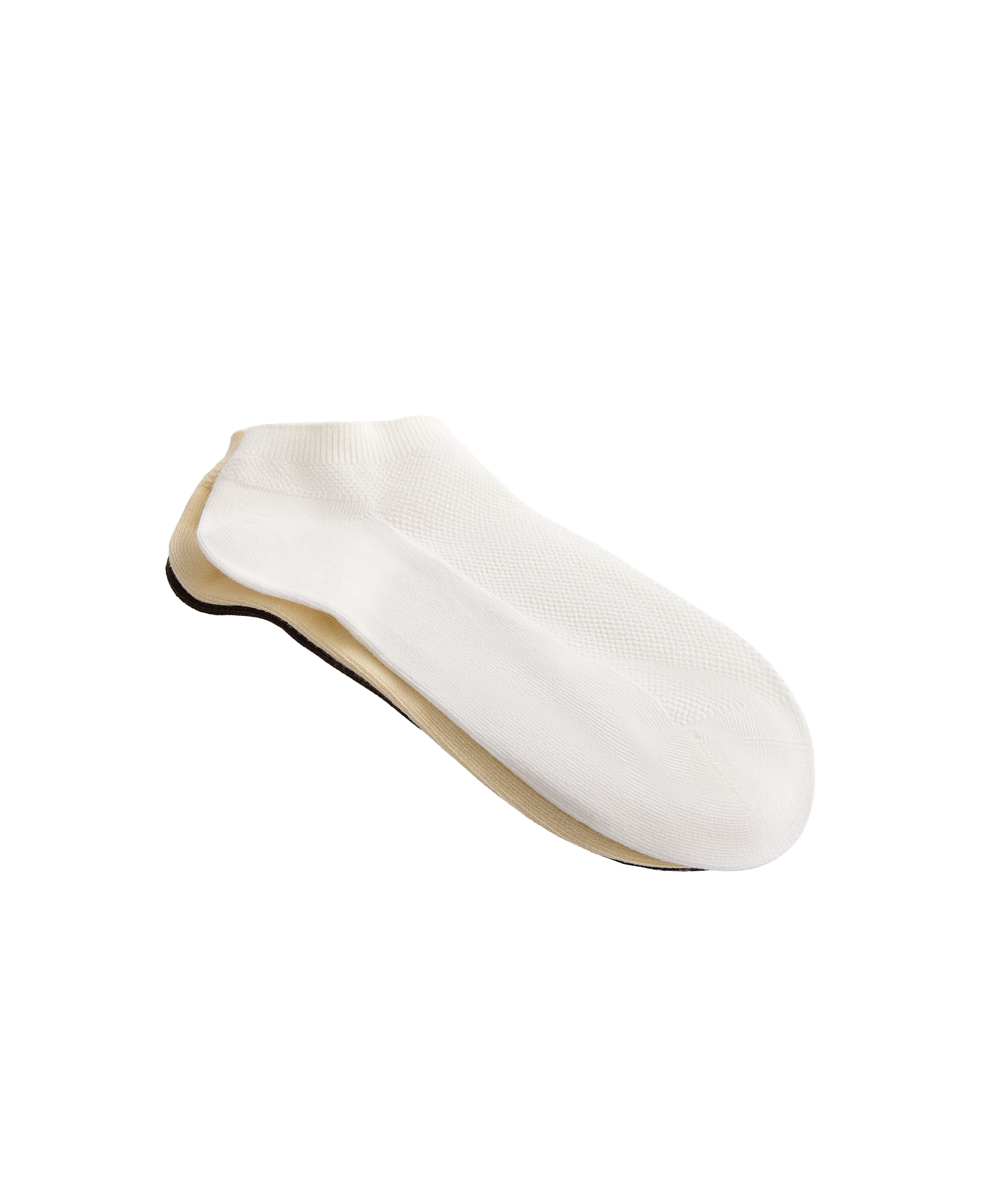 3 pairs of cotton blend piqué sneaker socks — WASHED TERRACOTTA