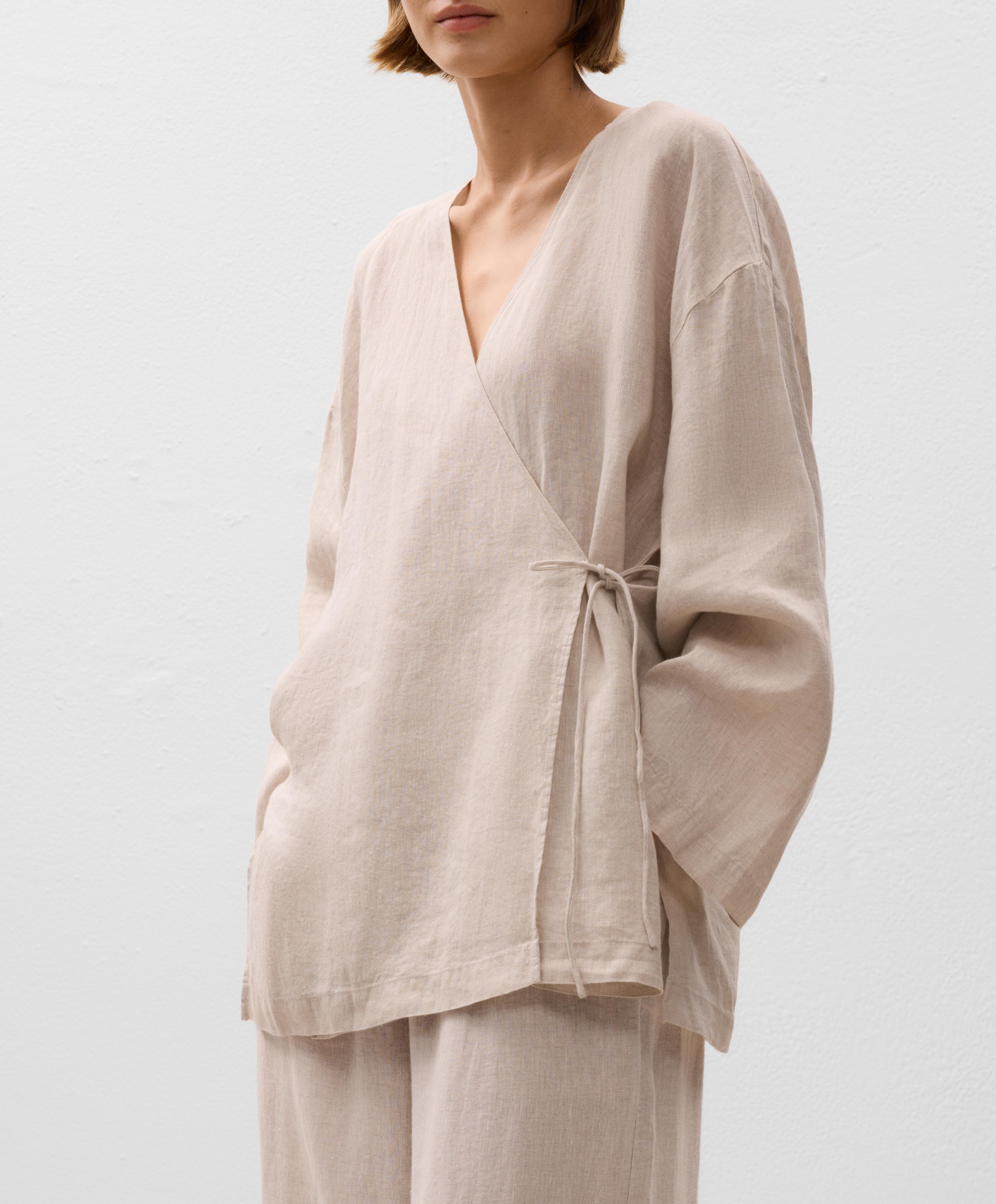 Chemisier kimono à nouer 100 % lin Chemisier kimono à nouer 100 % lin