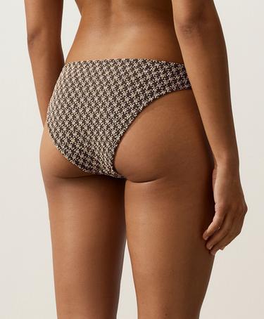 Floral jacquard classic bikini briefs — DARK BROWN 3