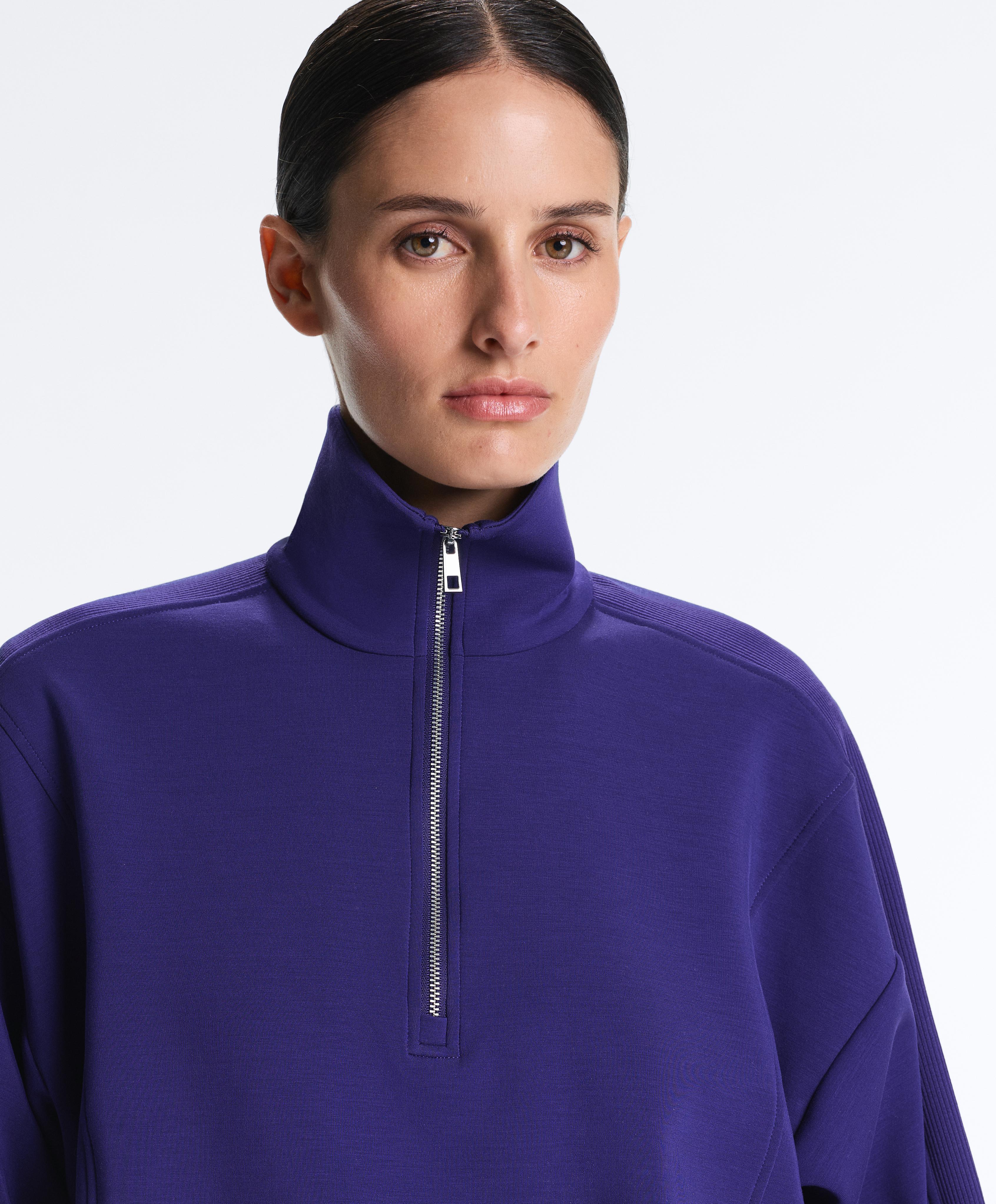 Half-zip sweatshirt with Brushed modal — COBALT