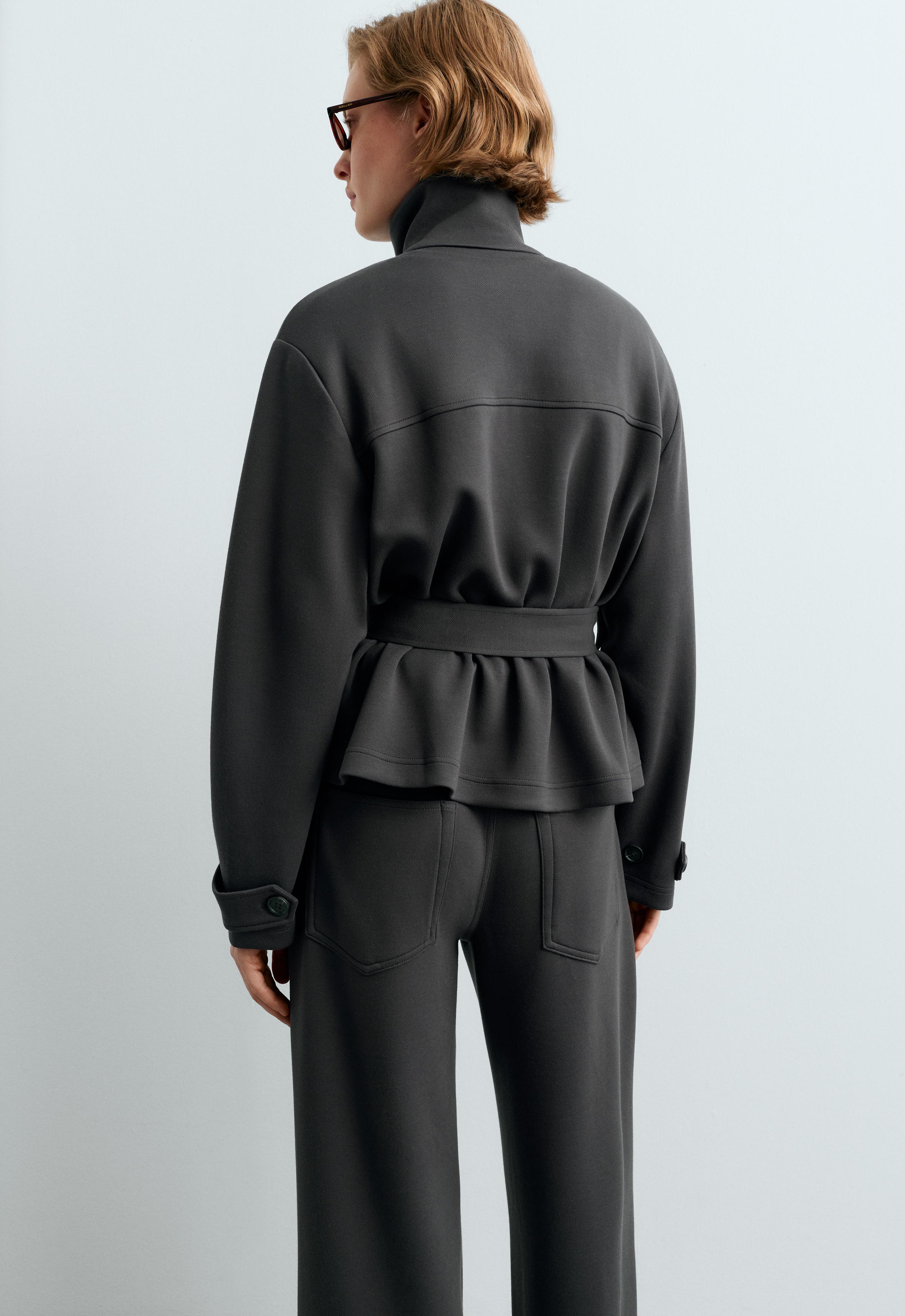 Belted jacket with pockets — DARK ANTHRACITE