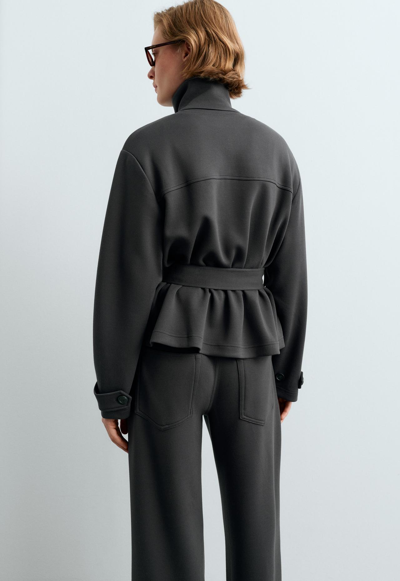 Belted jacket with pockets — DARK ANTHRACITE