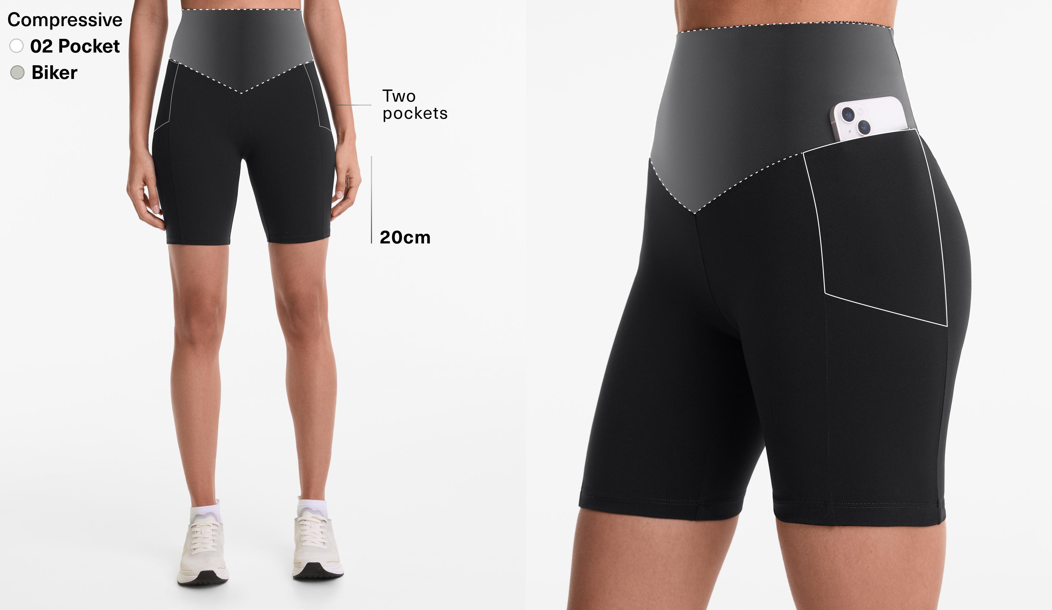 High-Rise-Radlerhose Compressive Pocket, 20 cm
