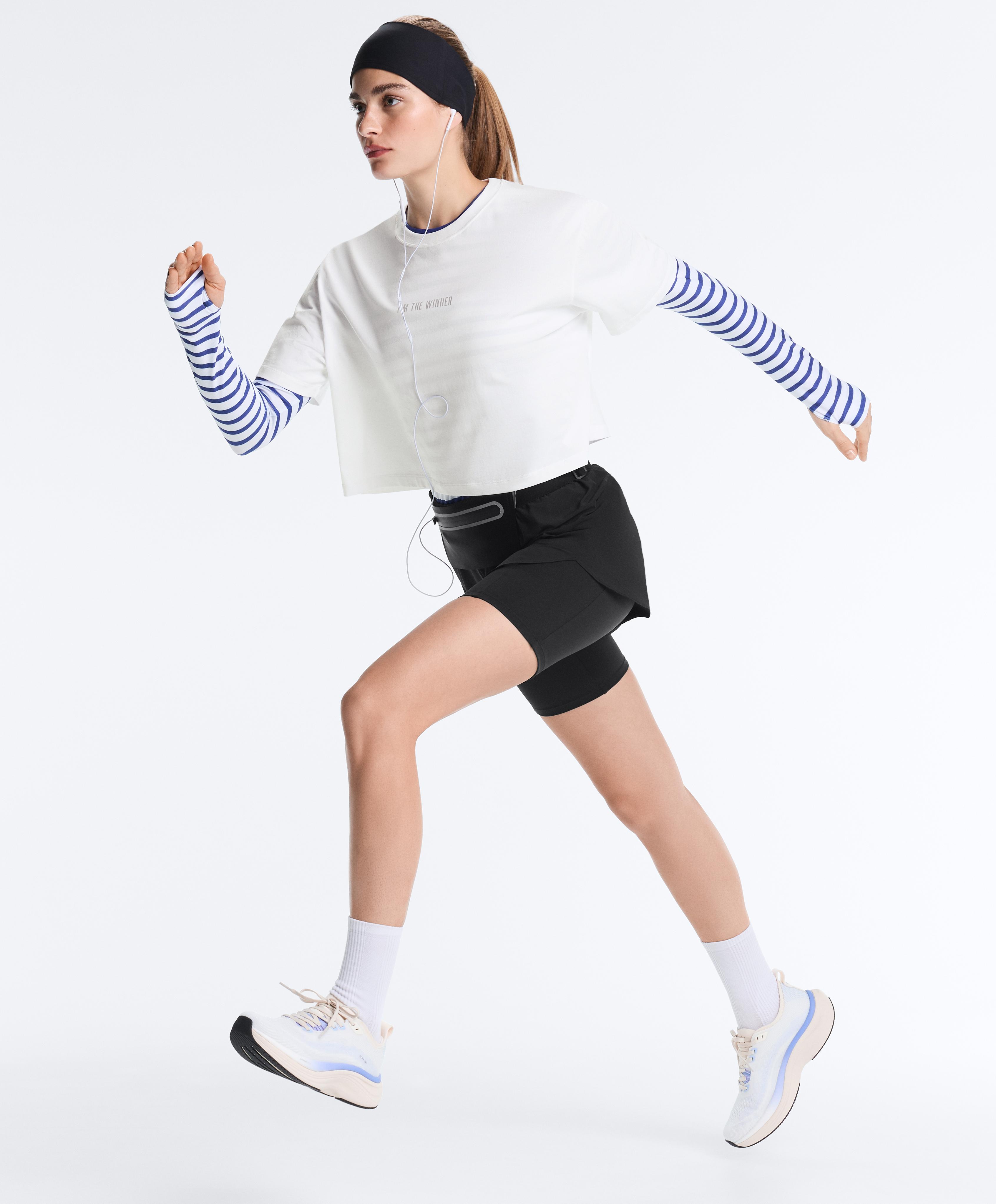 Boxy cropped cotton blend slogan T-shirt — WHITE