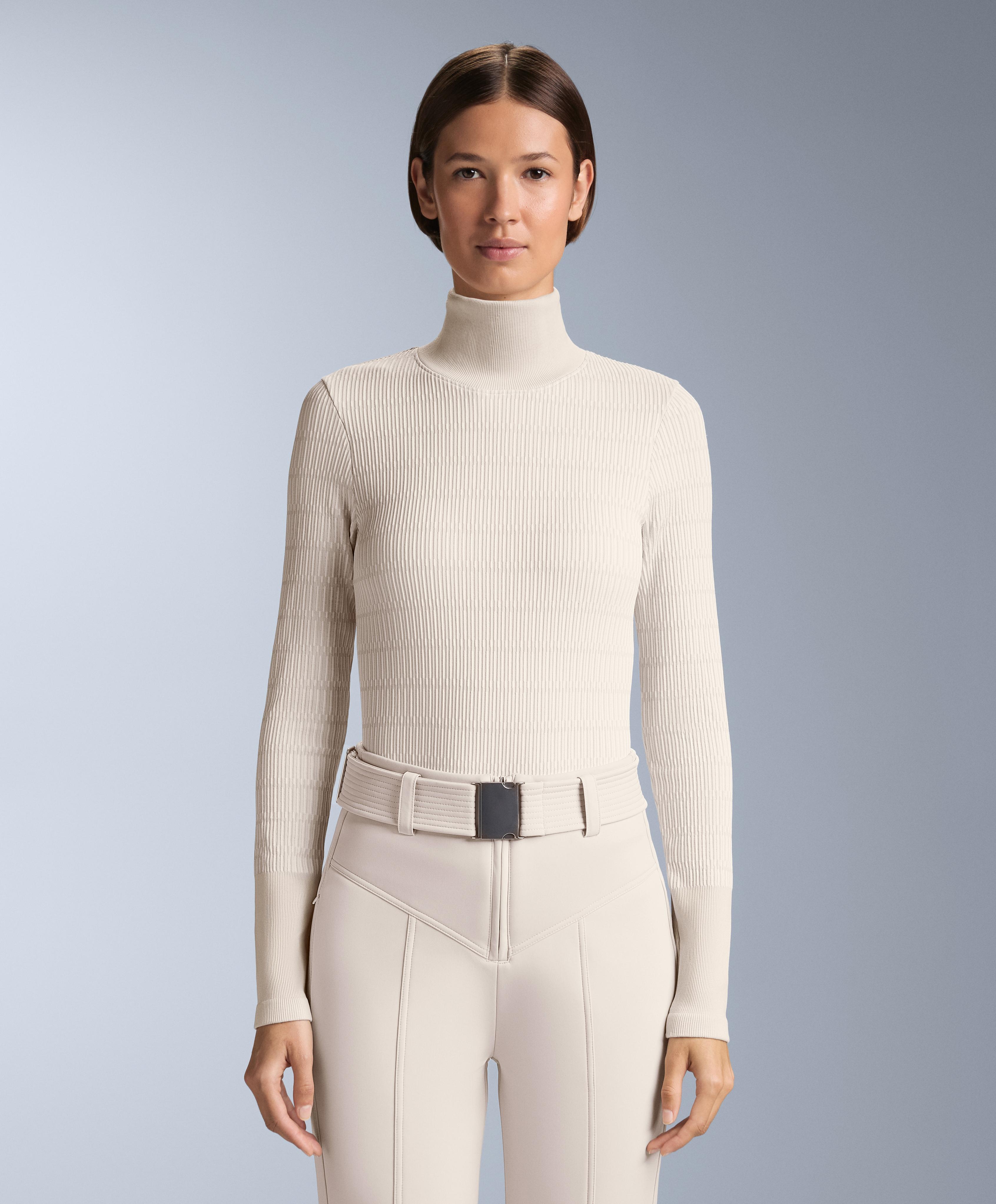 Geometric seamless thermal base layer T-shirt — PALE MINK