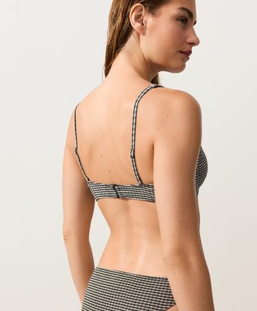 Mini checked halter bikini top — BLACK 4
