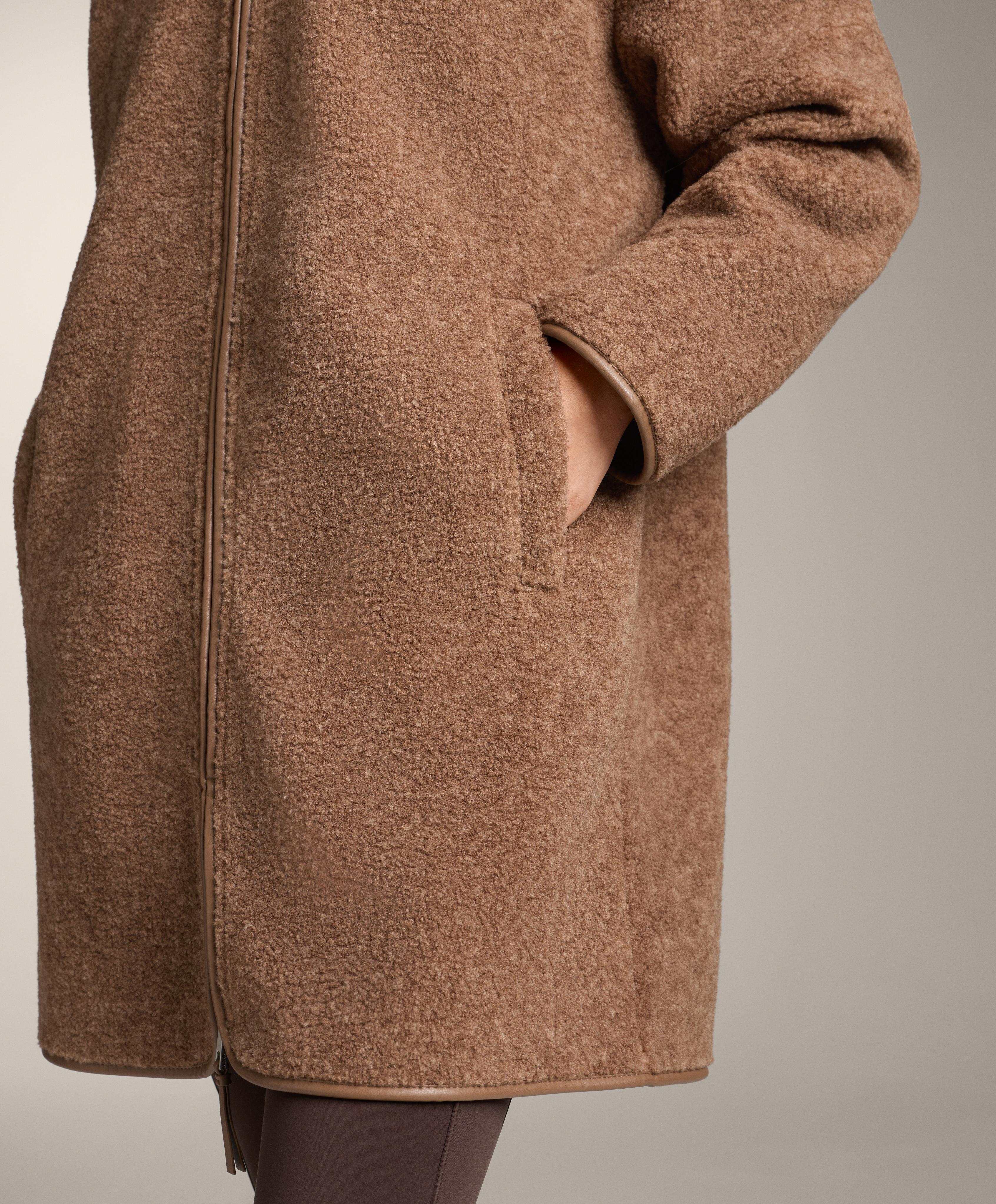 Long faux-shearling jacket — TAN MELANGE