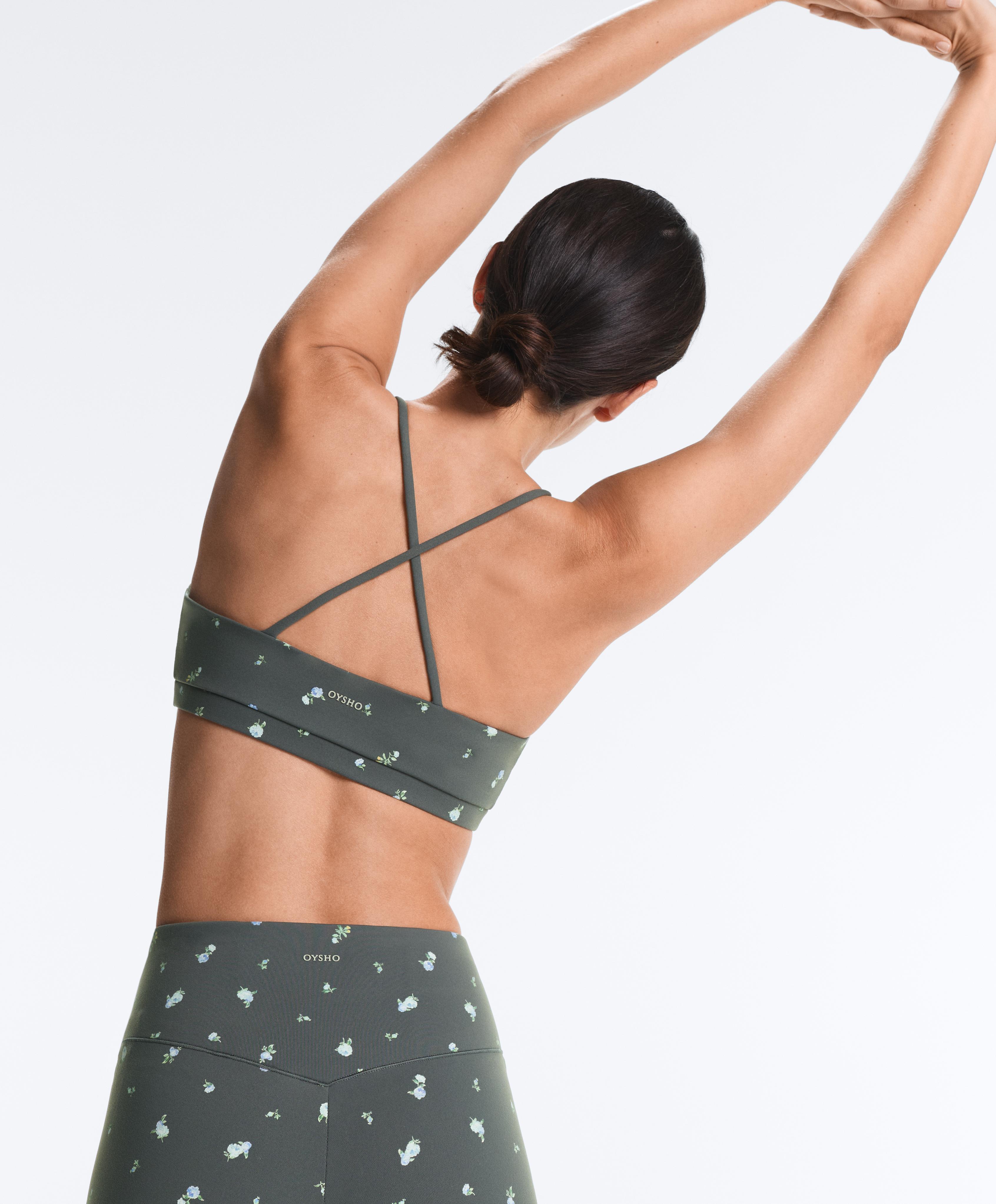 Evermove low-support floral sports bra — STEEL GREY