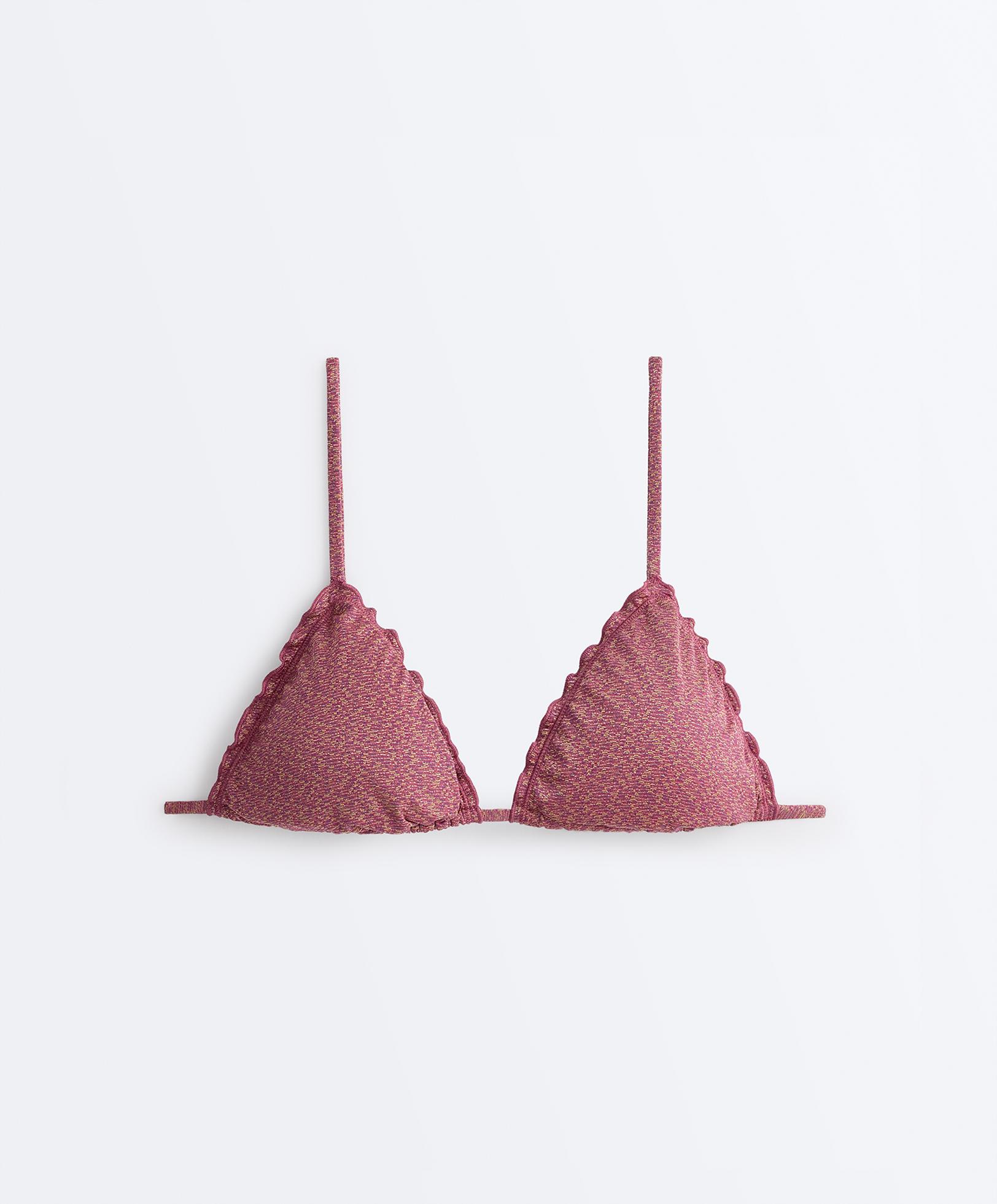 Metallic thread triangle bikini — DARK PINK