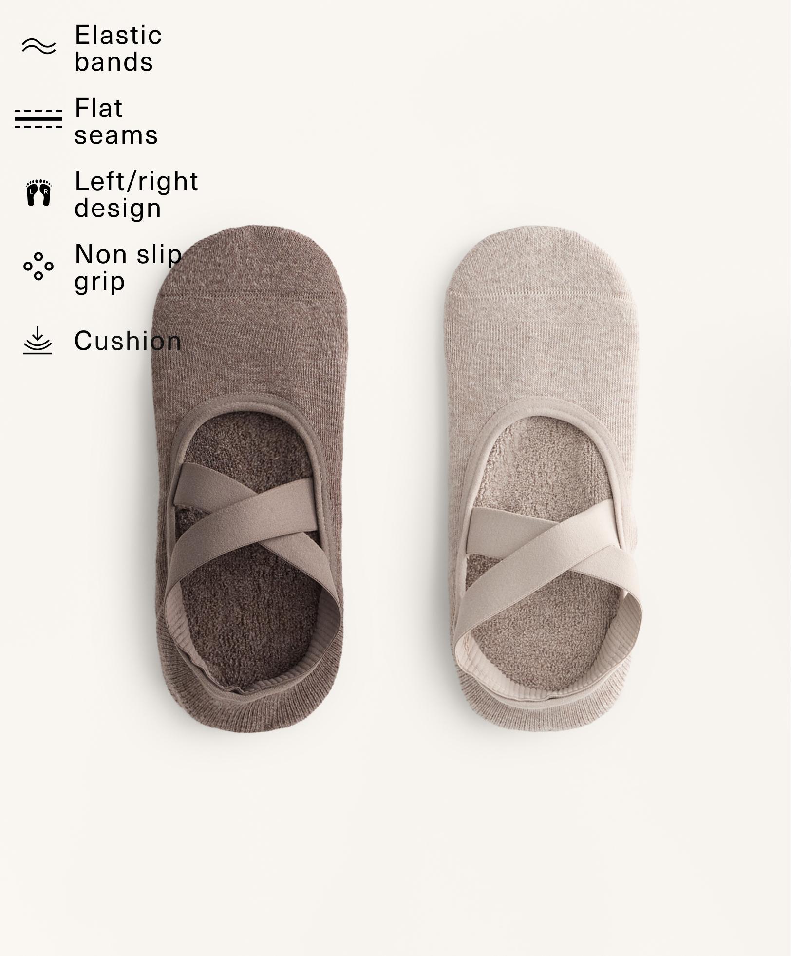 2 Paar Yoga- und Pilatessocken aus Baumwollmischung mit gepolsterten, überkreuzten Riemchen 2 Paar Yoga- und Pilatessocken aus Baumwollmischung mit gepolsterten, überkreuzten Riemchen