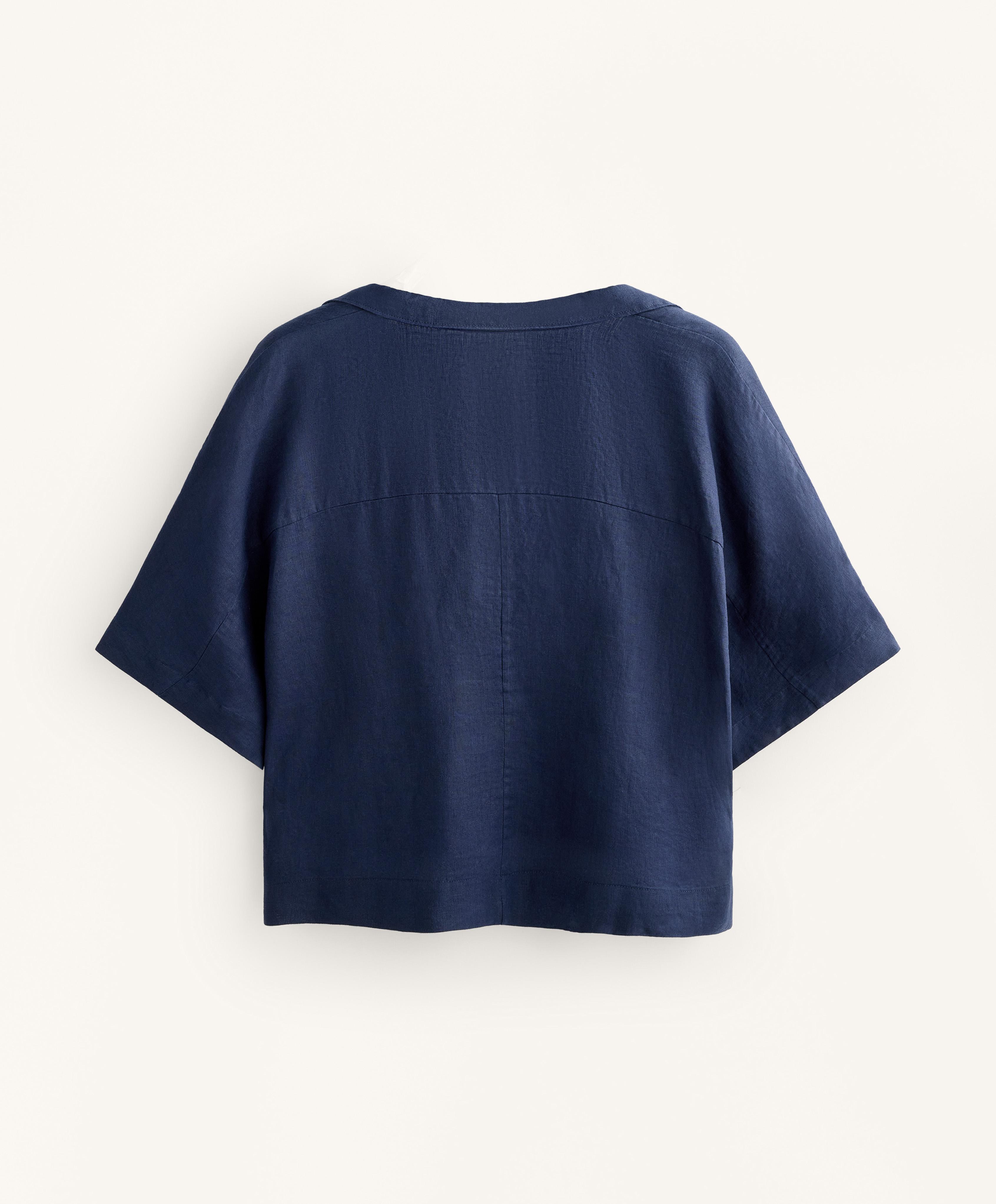 Camisa manga corta oversize 100% lino