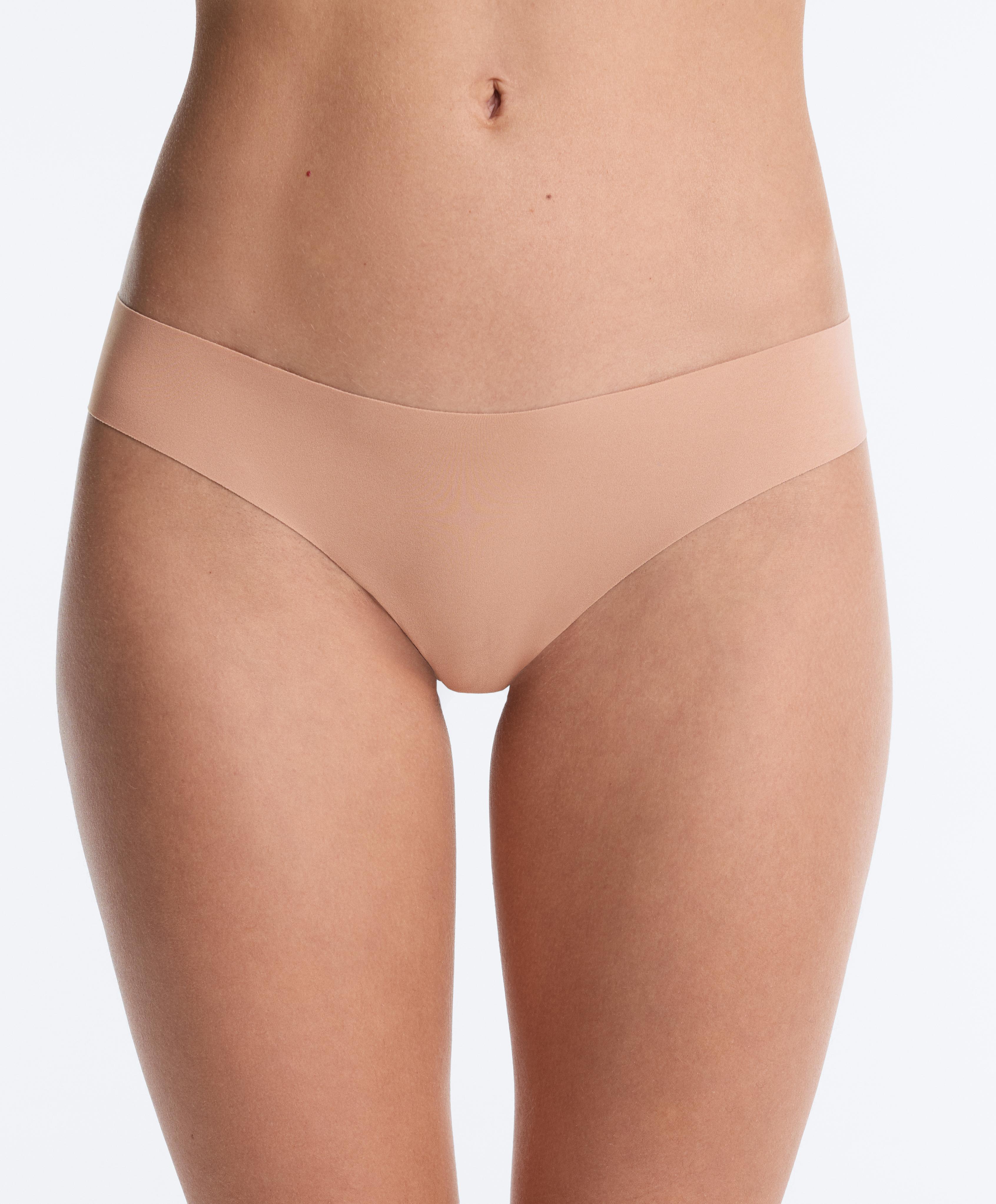 5 invisible laser-cut V-cut polyamide blend classic bikini briefs — SOFT PINK