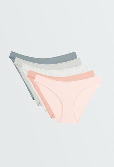 5 classic U-cut rib cotton briefs — PEACH    1