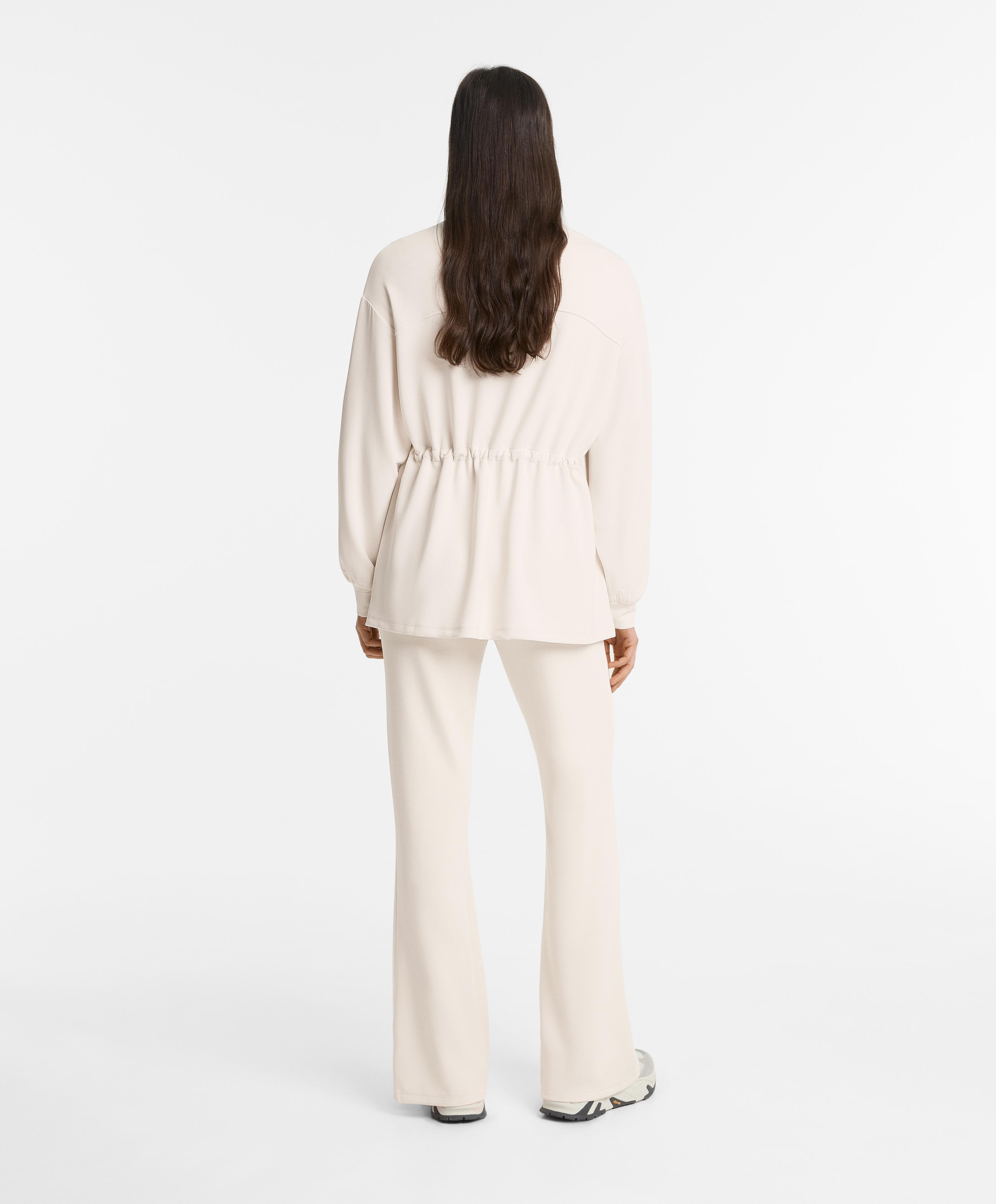 Ecru crease flare tracksuit with modal